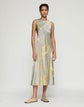 Pastel Smudge Print Silk Satin Asymmetric Dress