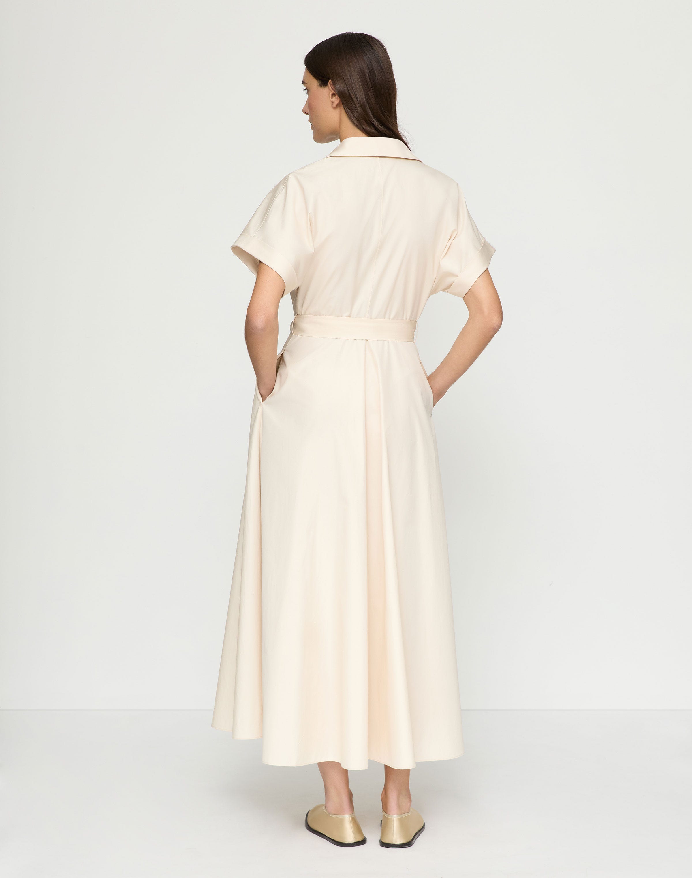 Organic Cotton Poplin Belted Shirtdress 
