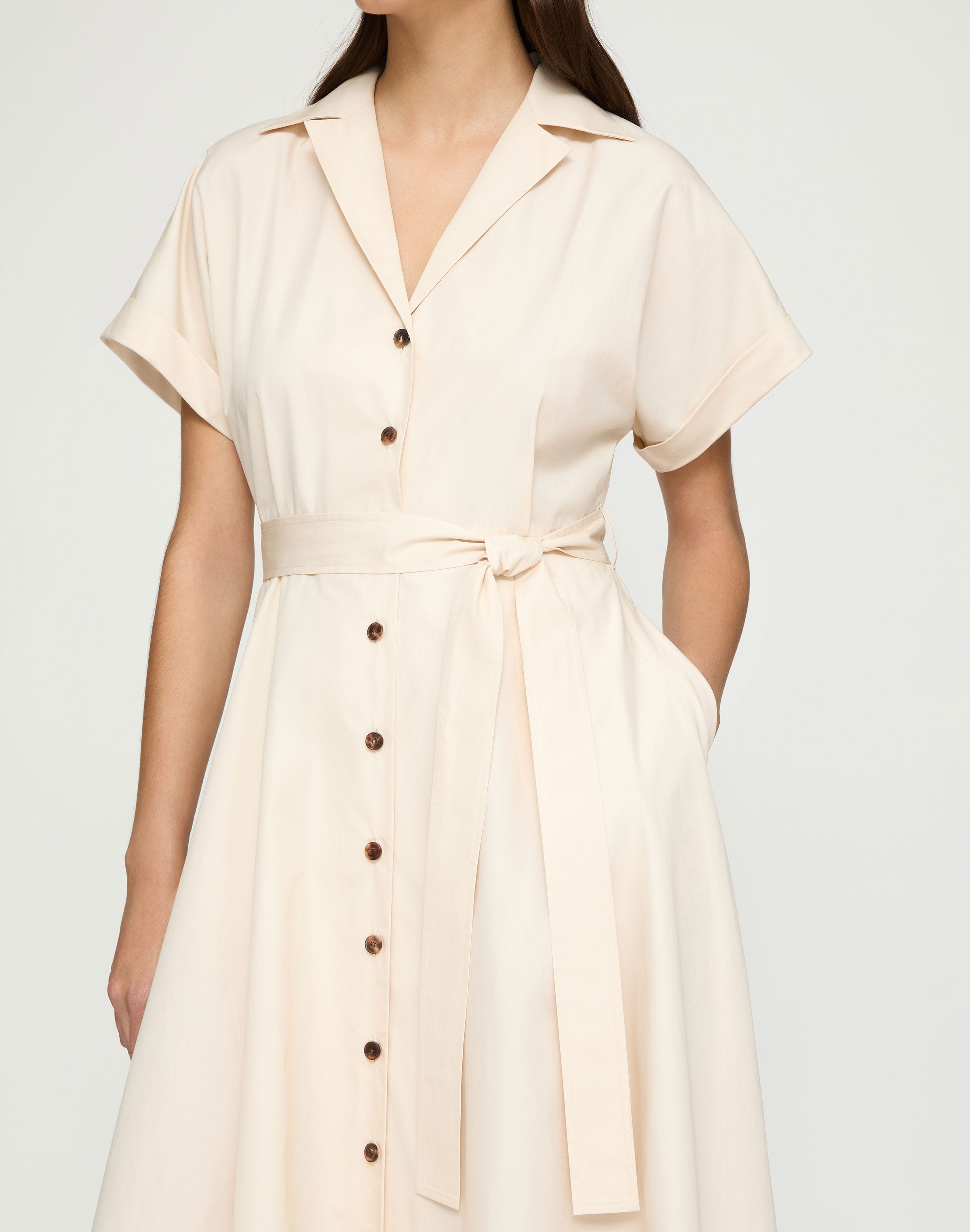 Organic Cotton Poplin Belted Shirtdress 