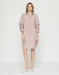 Stripe Cotton Ruched Sleeve Shirtdress