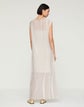 Charcoal Print Plissé Sheer Maxi Dress
