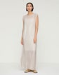 Charcoal Print Plissé Sheer Maxi Dress