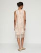 Gesture Print Silk Organza Layered Handkerchief Midi Dress