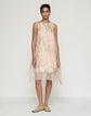 Gesture Print Silk Organza Layered Handkerchief Midi Dress