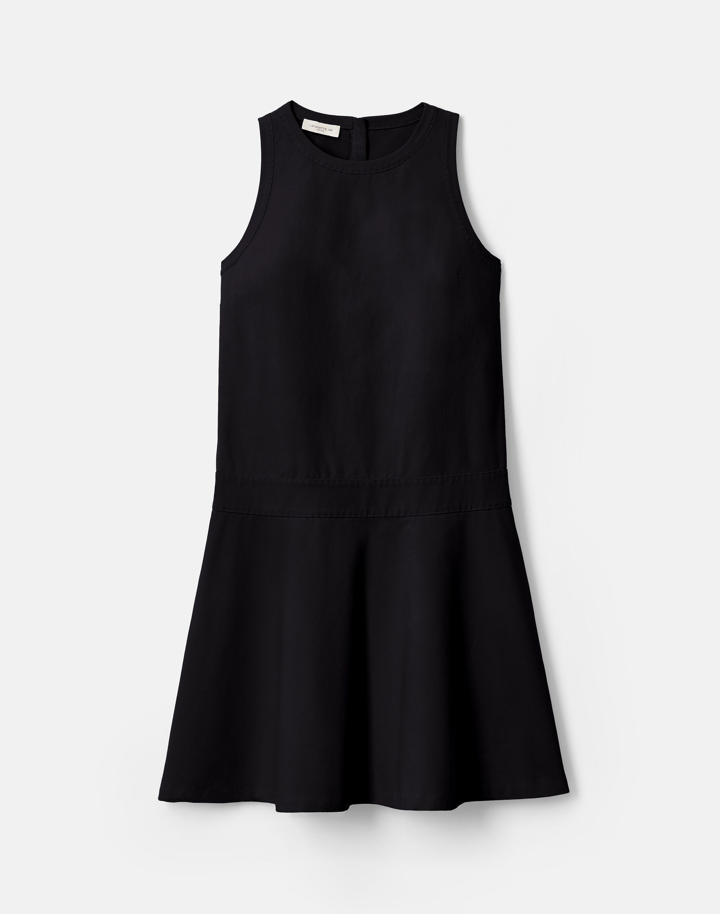 Techno Stretch Twill Sleeveless Drop Waist Dress