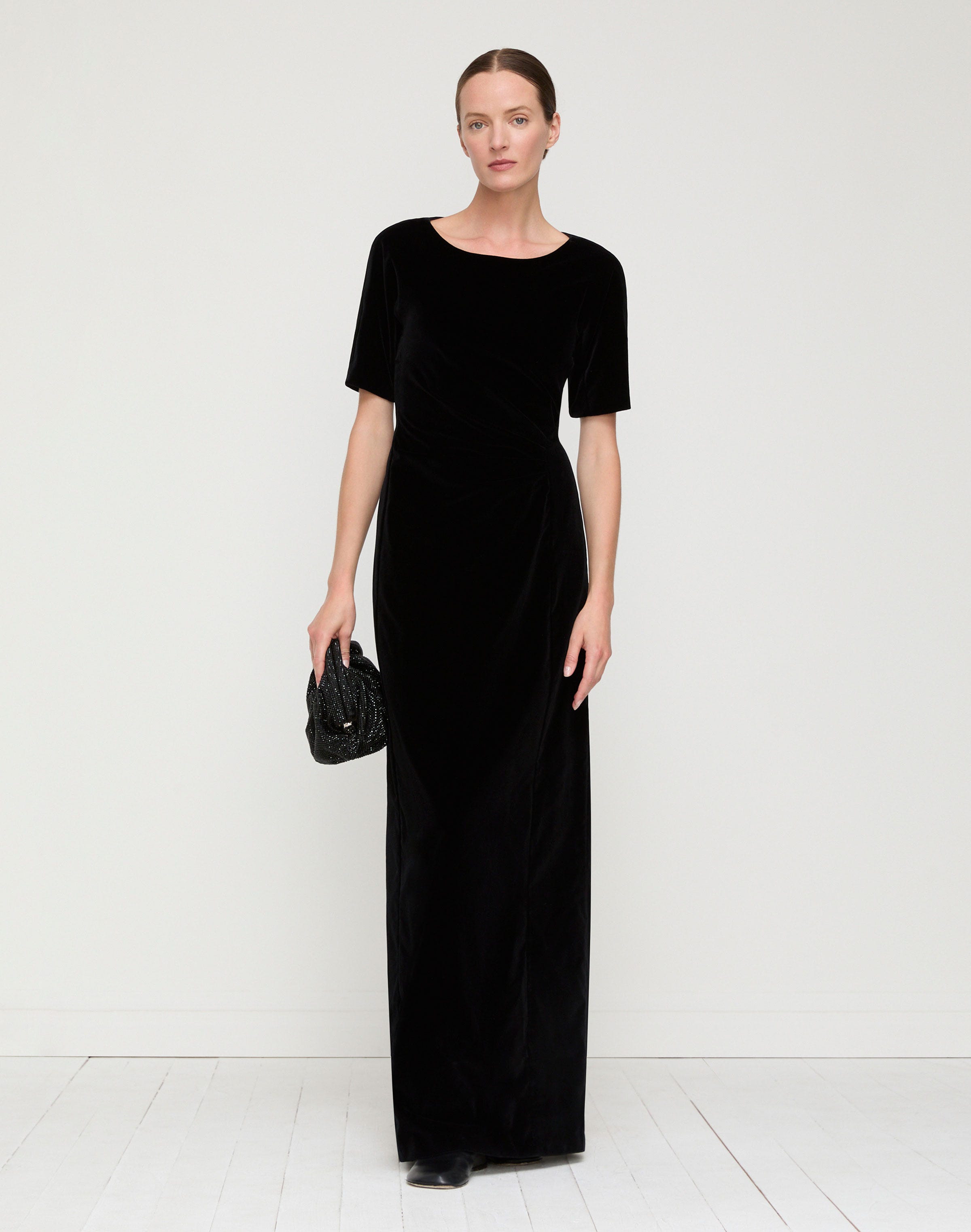 Velvet Pleated Waist Gown