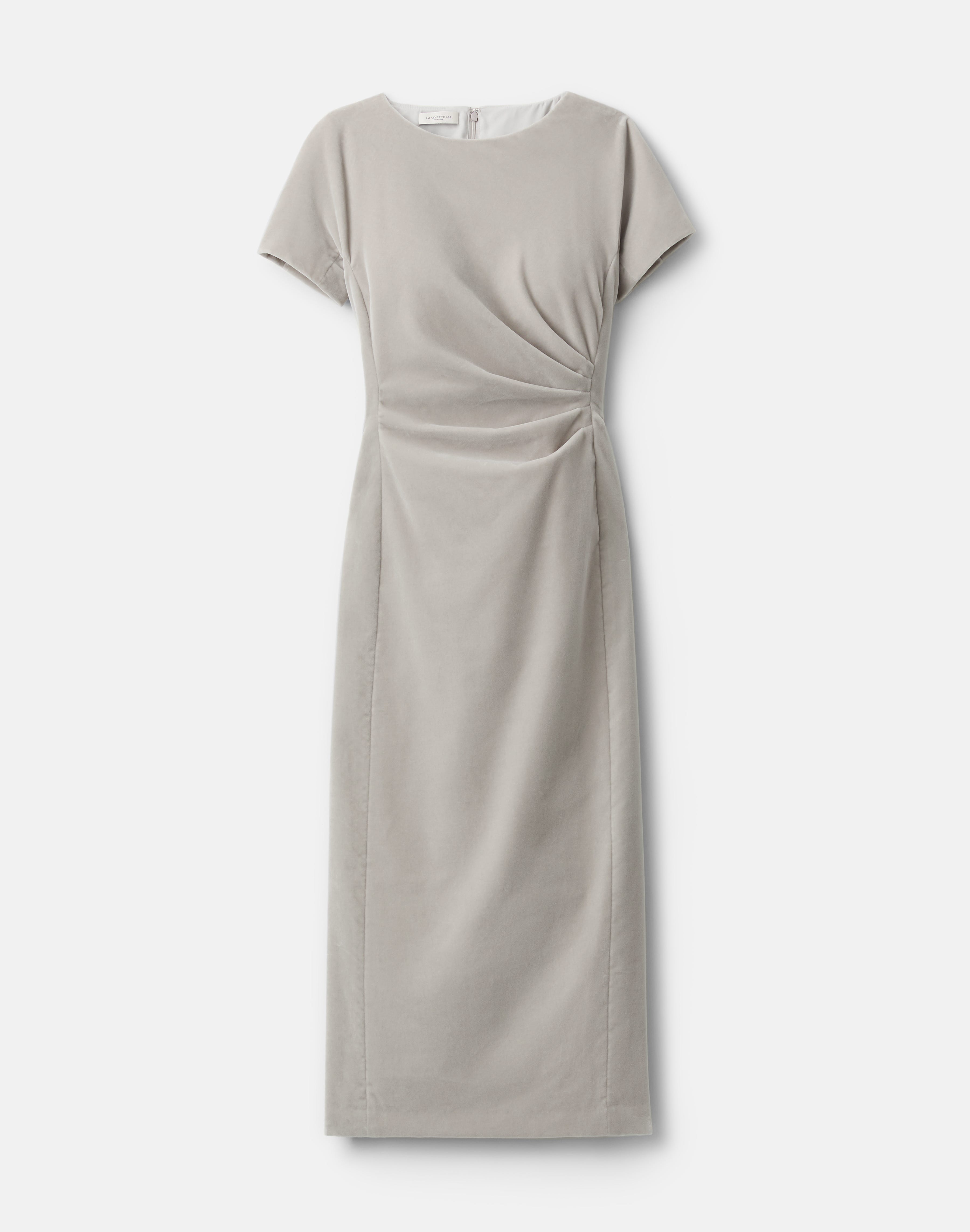 Velvet Pleated Waist Midi Dress