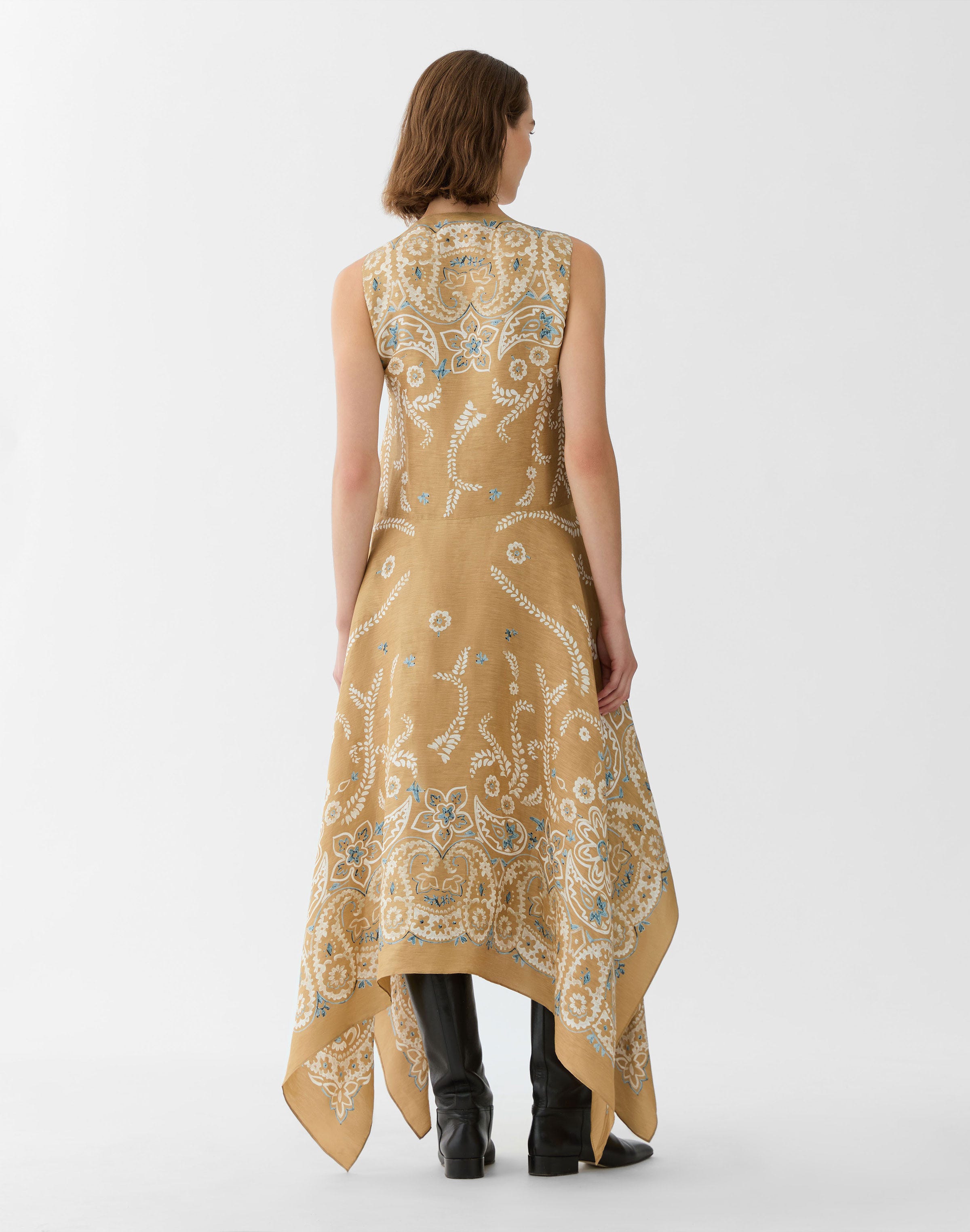 Bandana Print Linen-Silk Handkerchief Dress