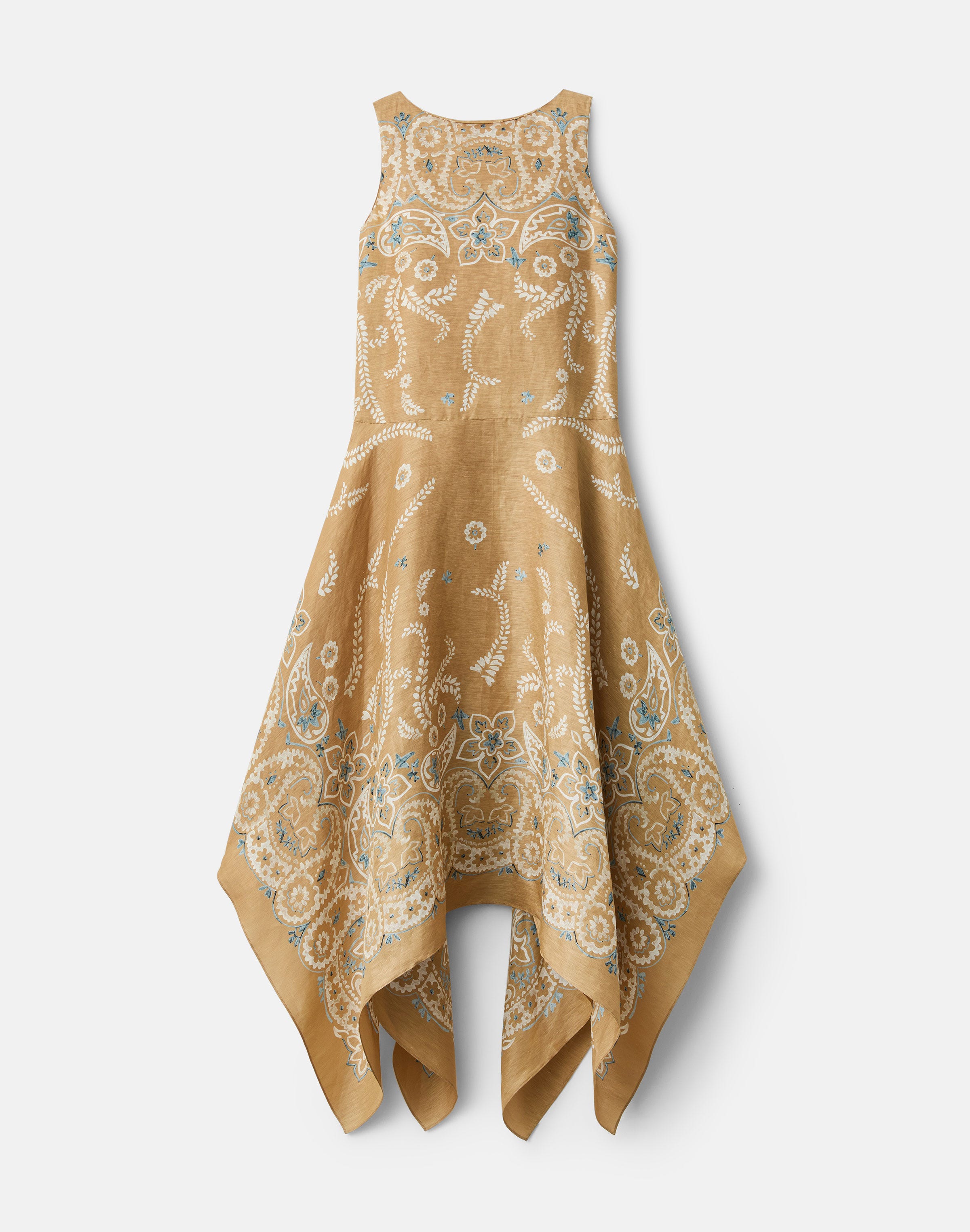 Bandana Print Linen-Silk Handkerchief Dress