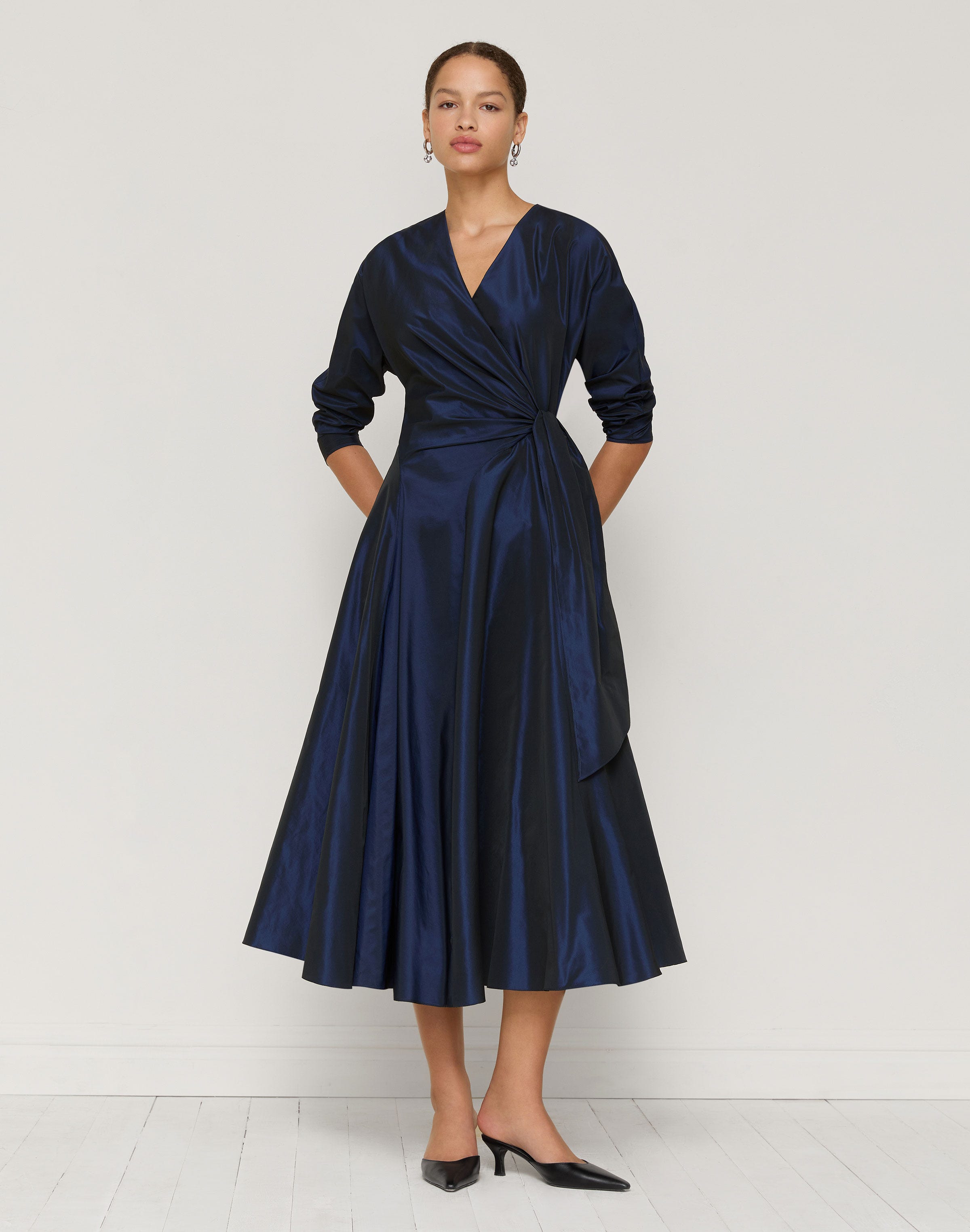 Plus-Size Taffeta Tie Wrap Dress