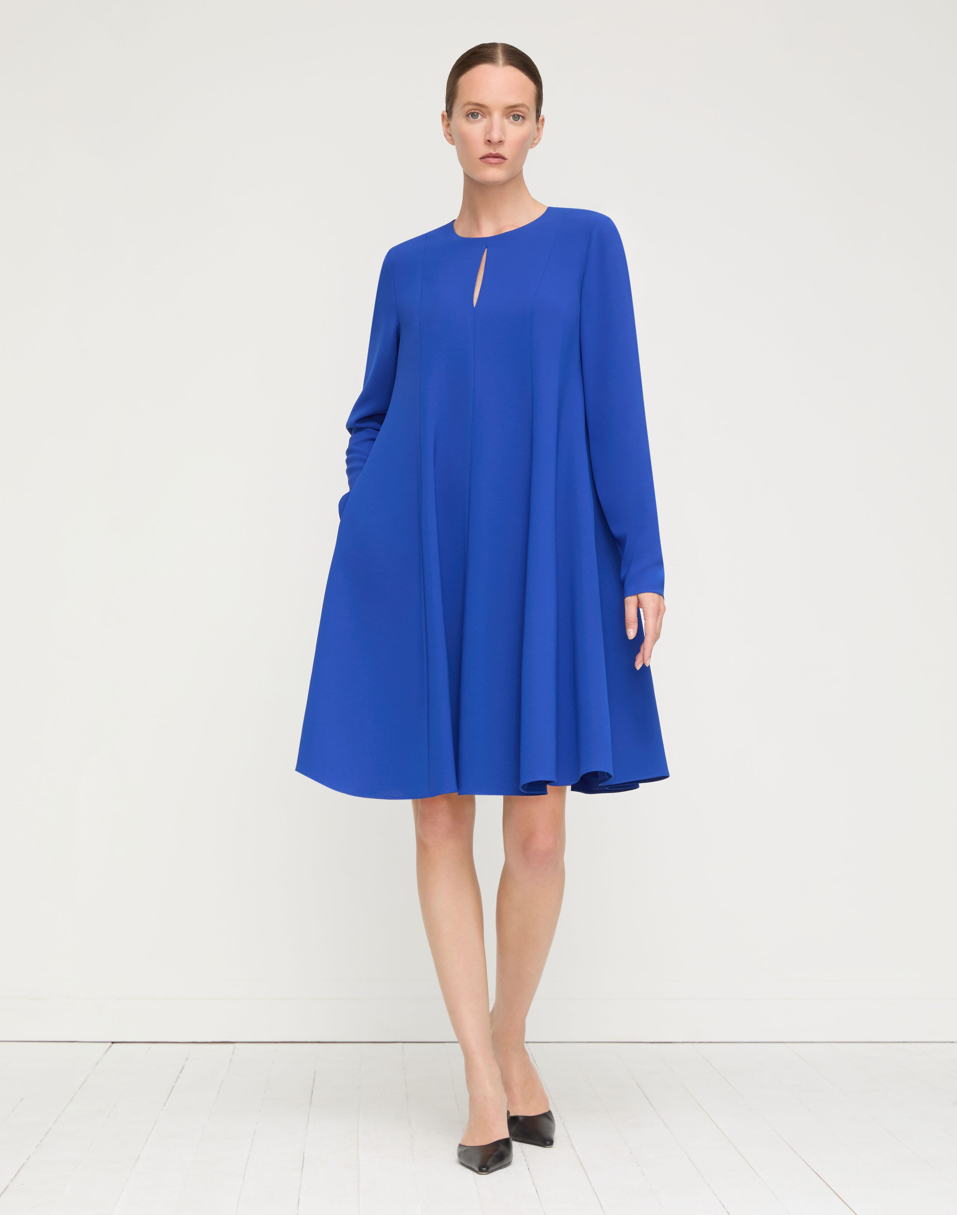 Plus-Size Responsible Finesse Crepe A-Line Godet Dress