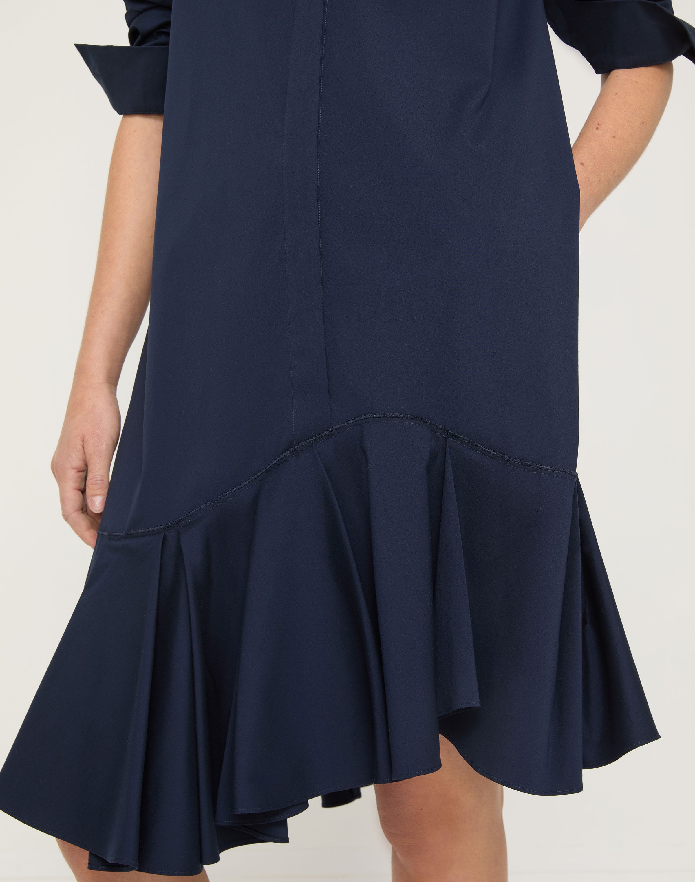 Stretch Cotton Asymmetric Shirtdress