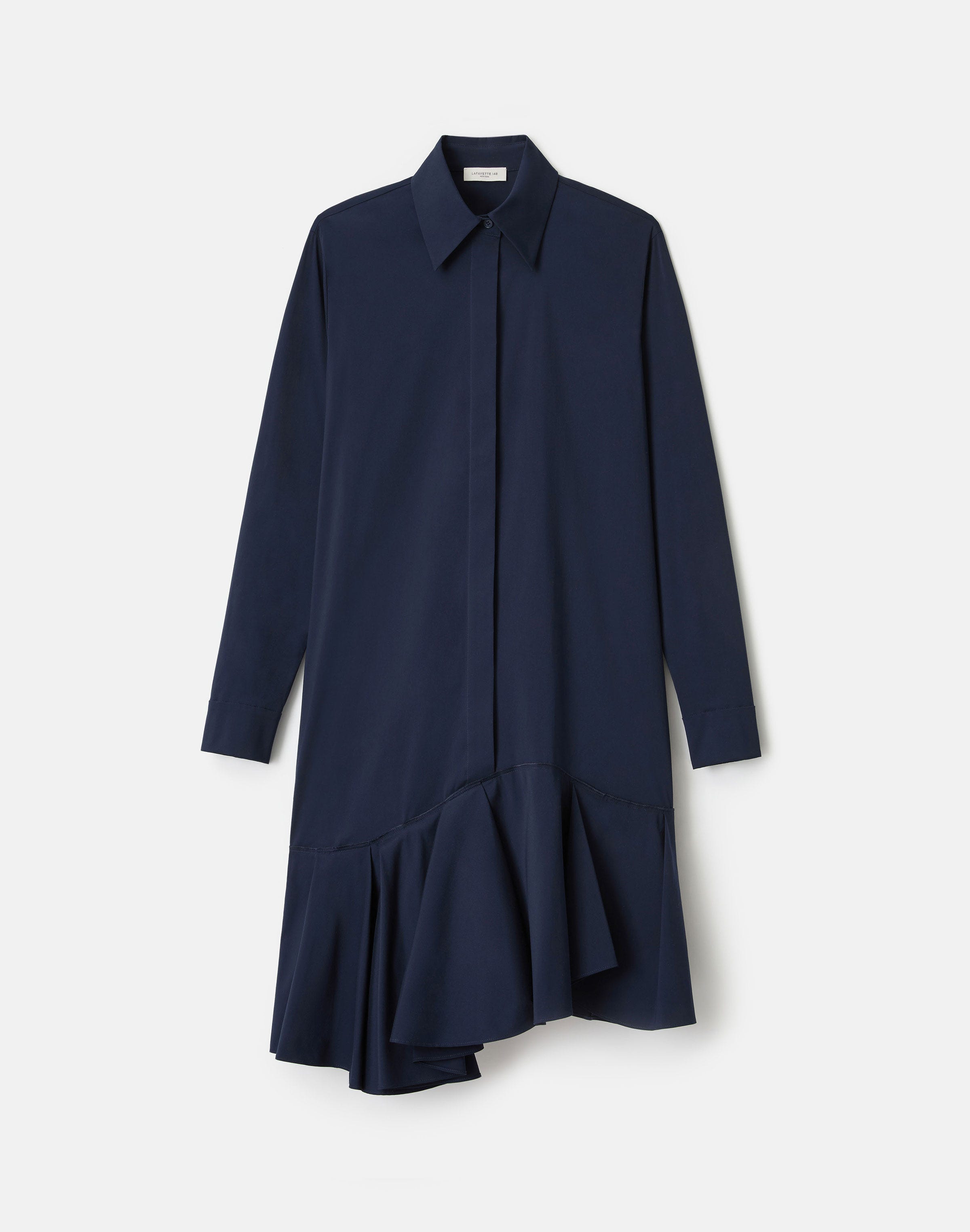 Stretch Cotton Asymmetric Shirtdress