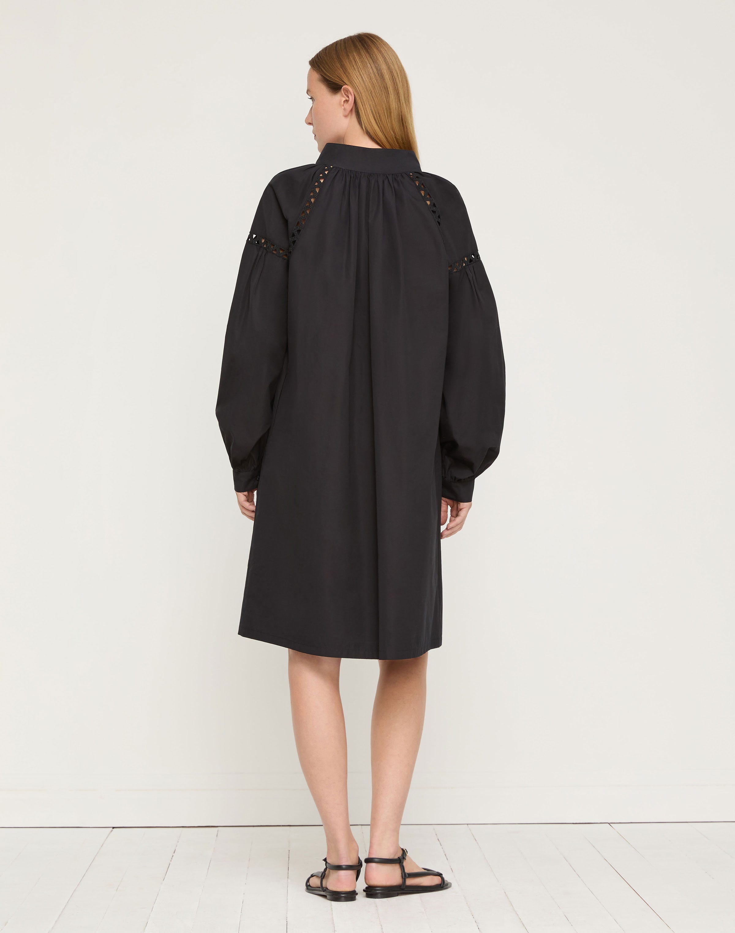 Organic Cotton Poplin Soutache Trim Popover Dress