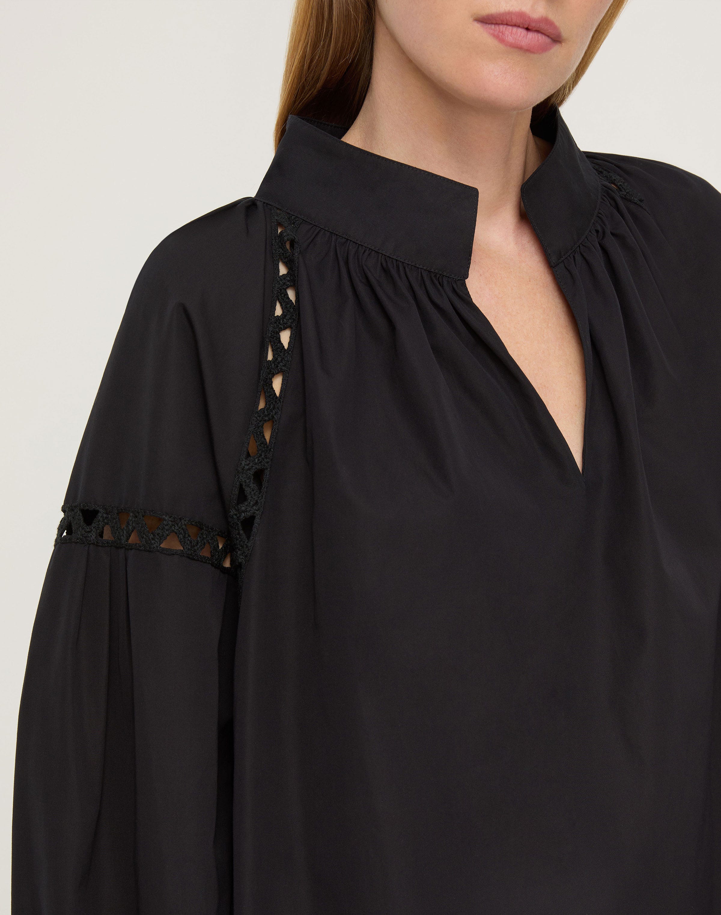 Organic Cotton Poplin Soutache Trim Popover Dress