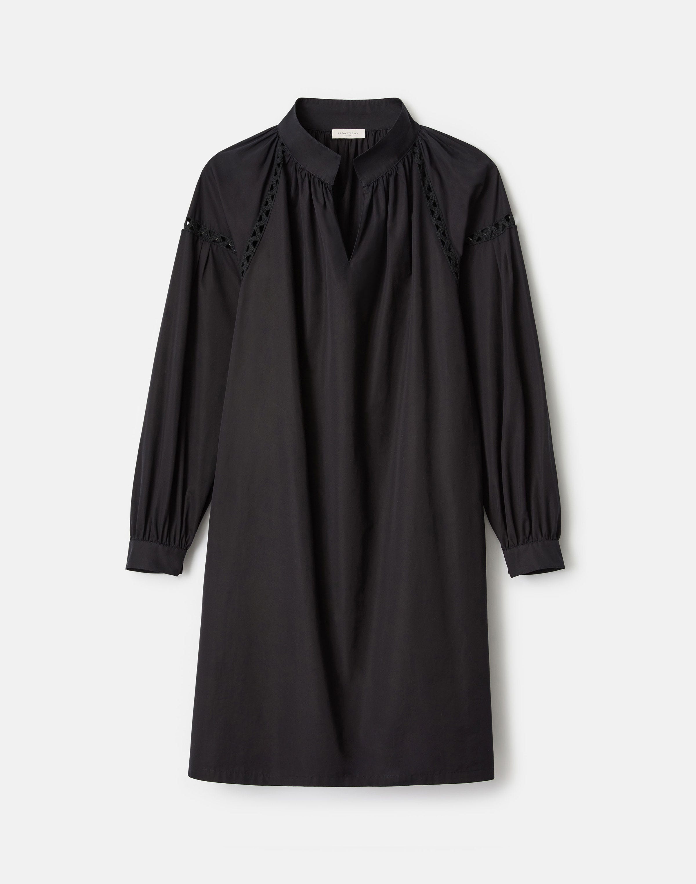 Organic Cotton Poplin Soutache Trim Popover Dress
