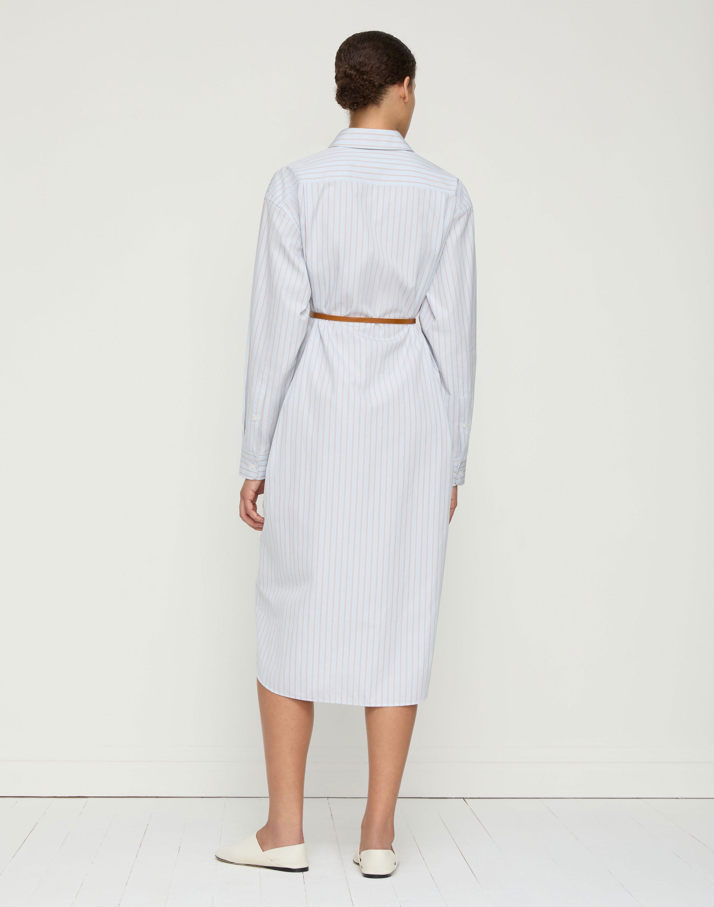 Aurora Stripe Cotton Belted Oversized Shirtdress
