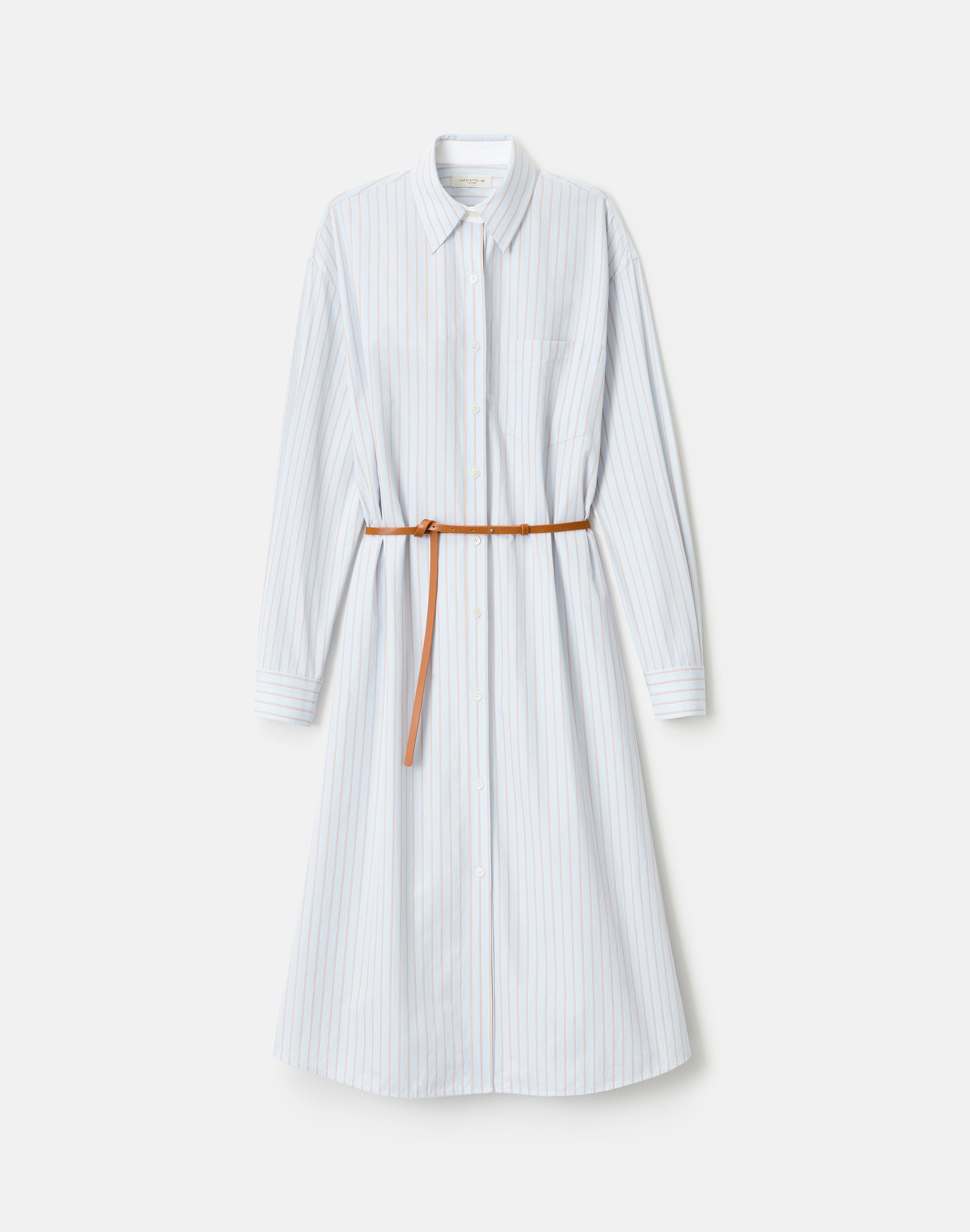 Aurora Stripe Cotton Belted Oversized Shirtdress