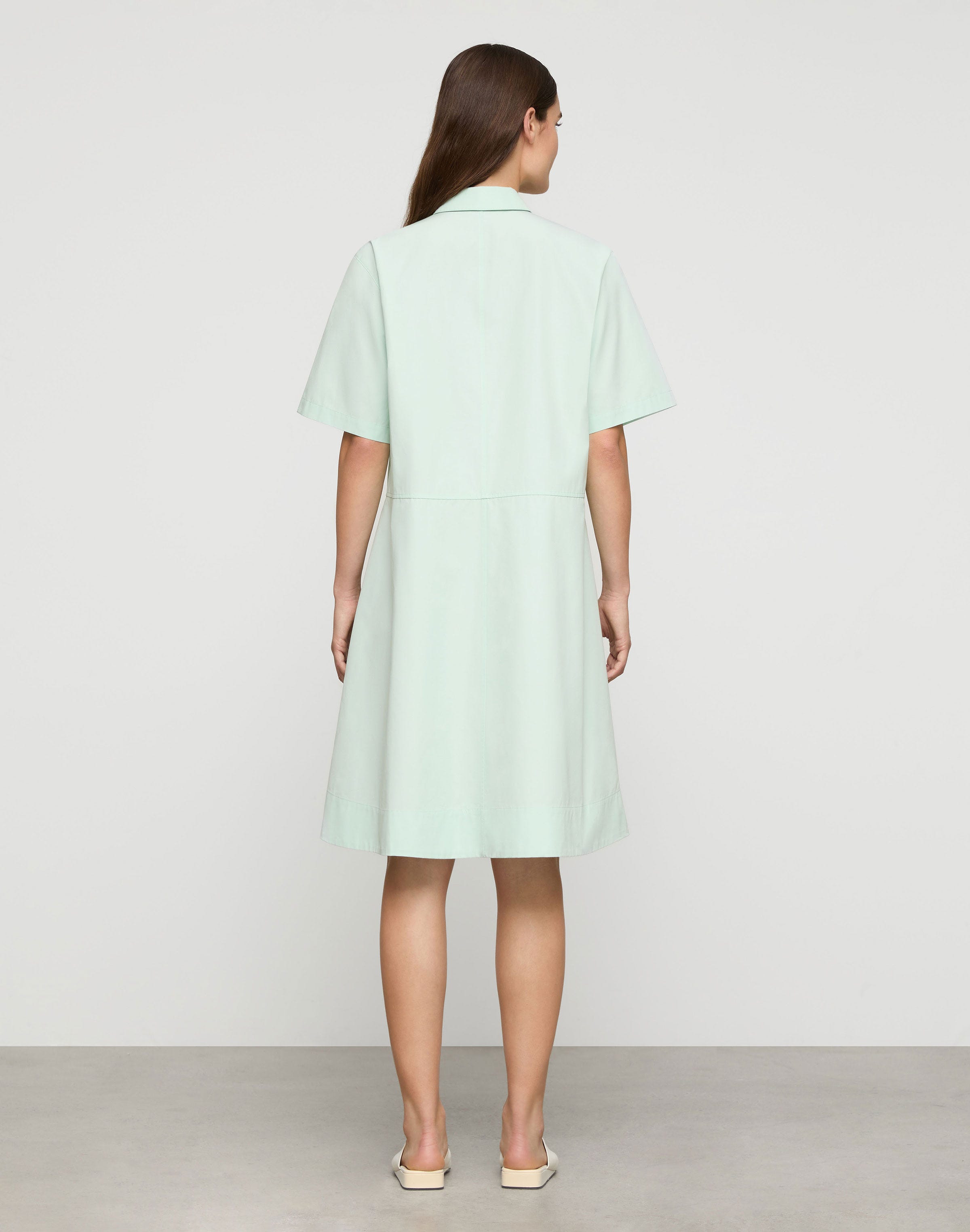 Organic Cotton Poplin Gathered Waist Shirtdress