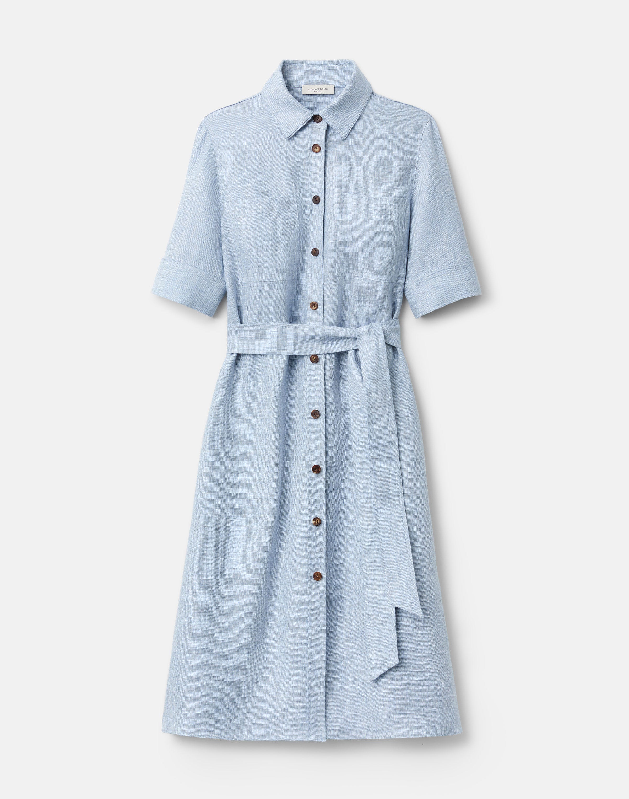 Linen Twill Mélange Belted Shirtdress