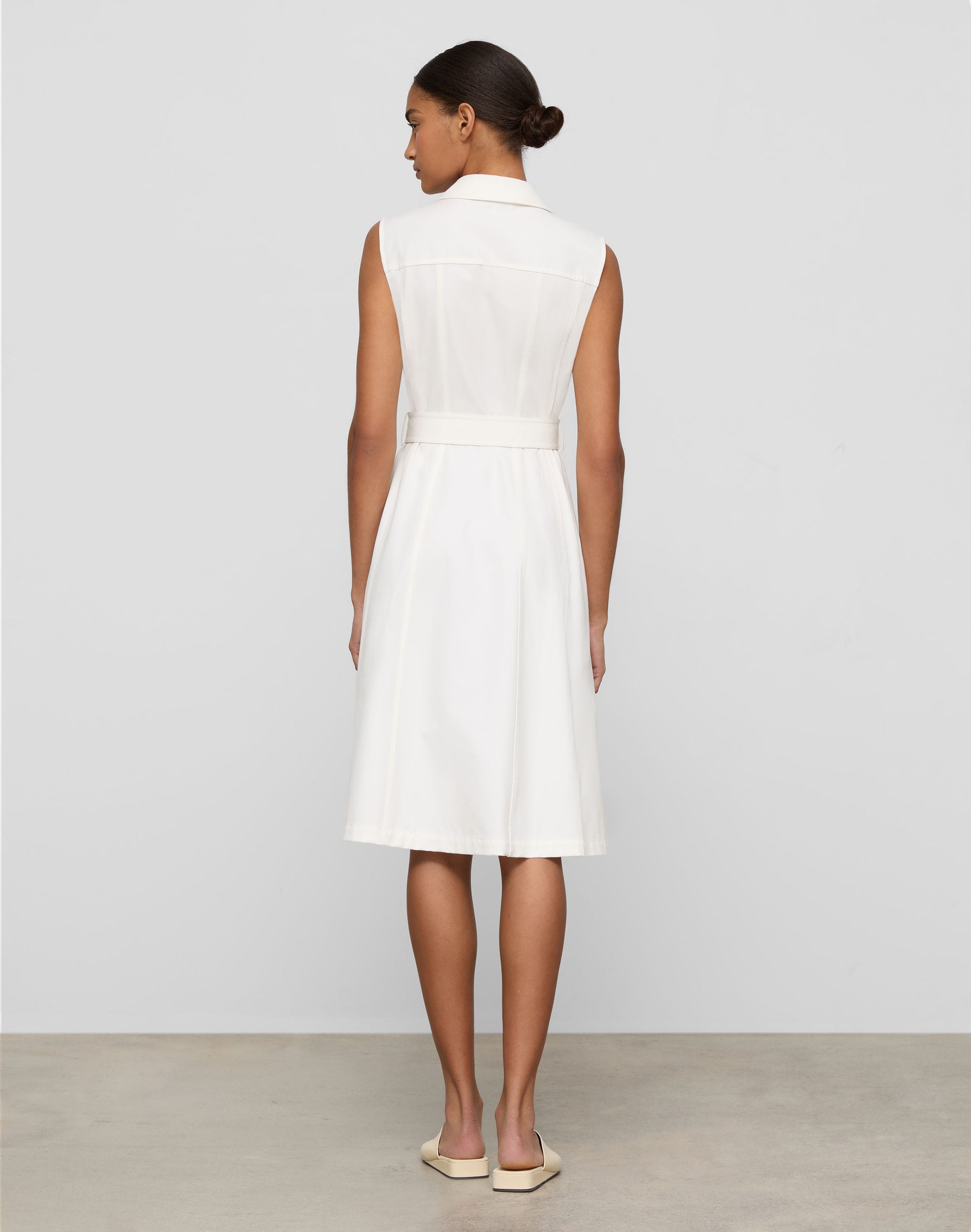 Techno Stretch Twill Belted Shirtdress