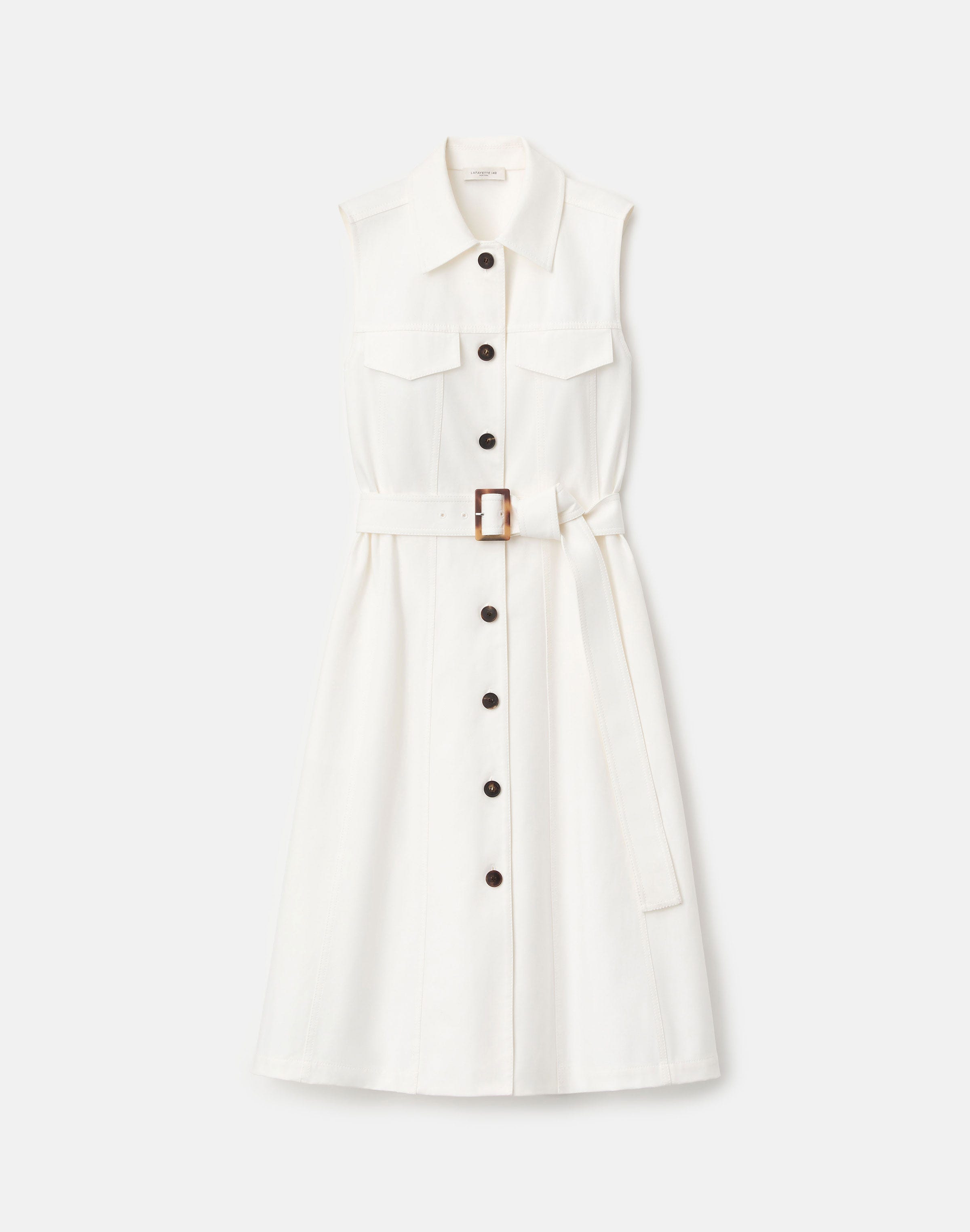 Techno Stretch Twill Belted Shirtdress