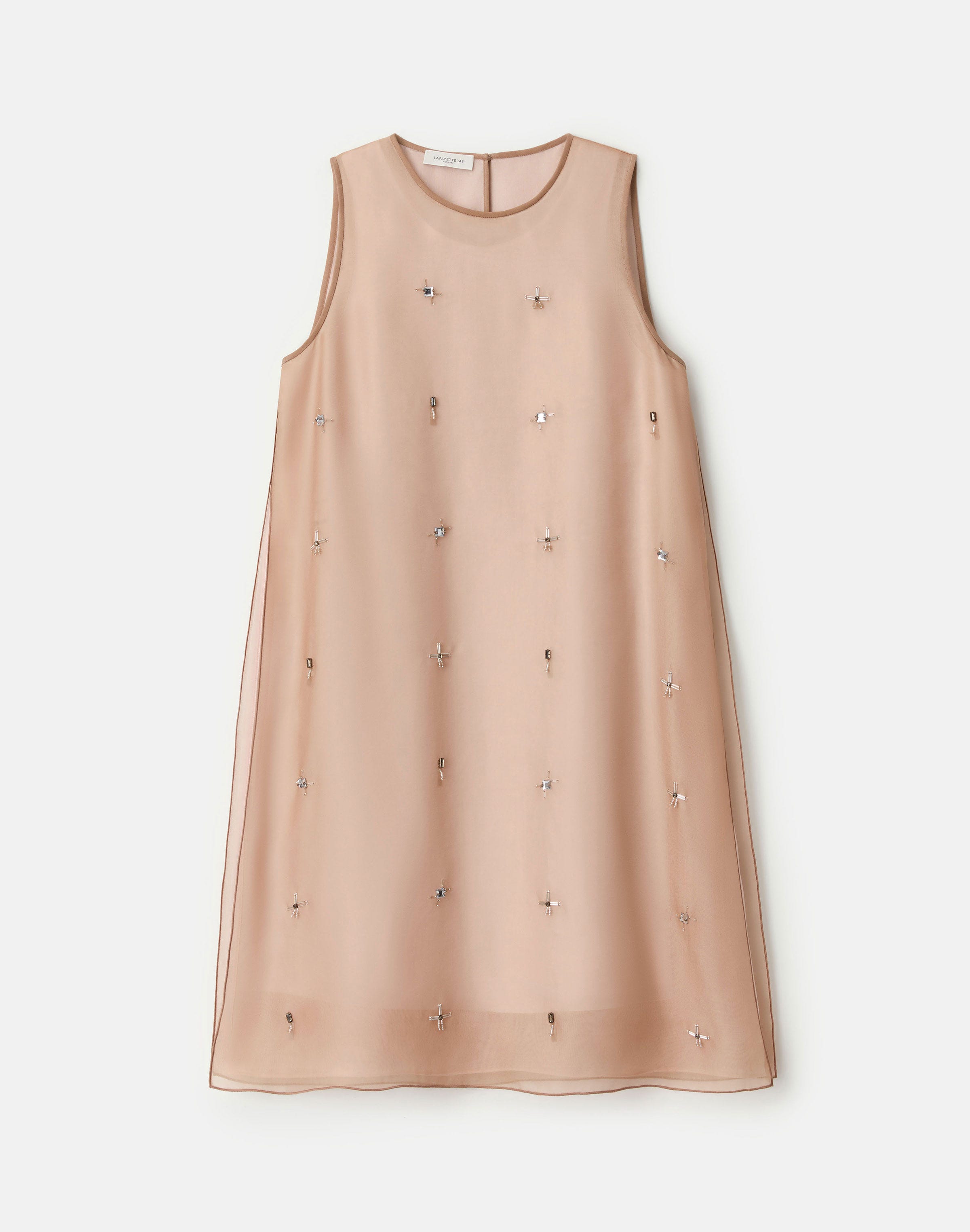 Hand Beaded Silk Organza Shift Dress