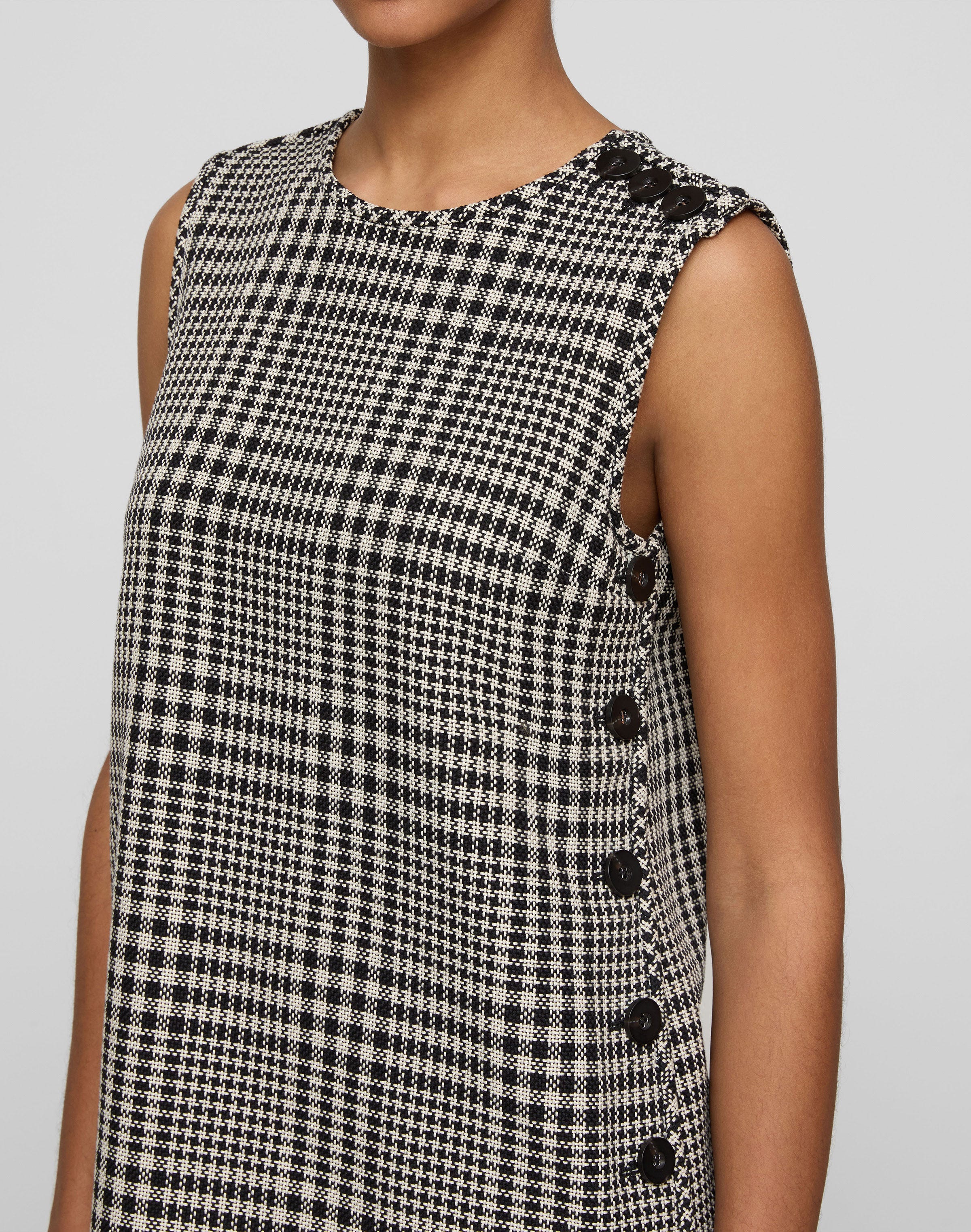 Grid Plaid Corded Cotton Shift Dress