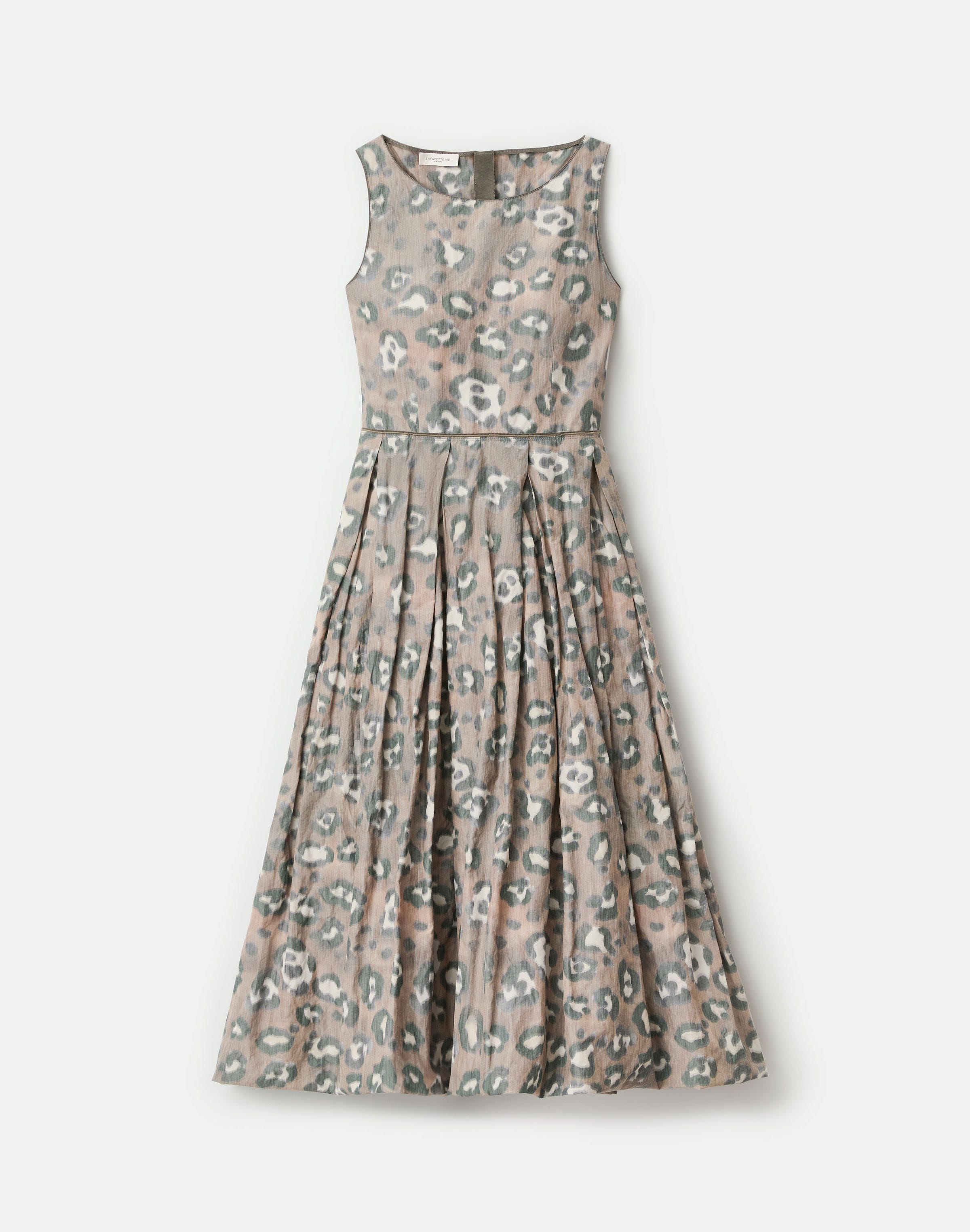Leopard Warp Print Crinkled Taffeta Fit & Flare Dress
