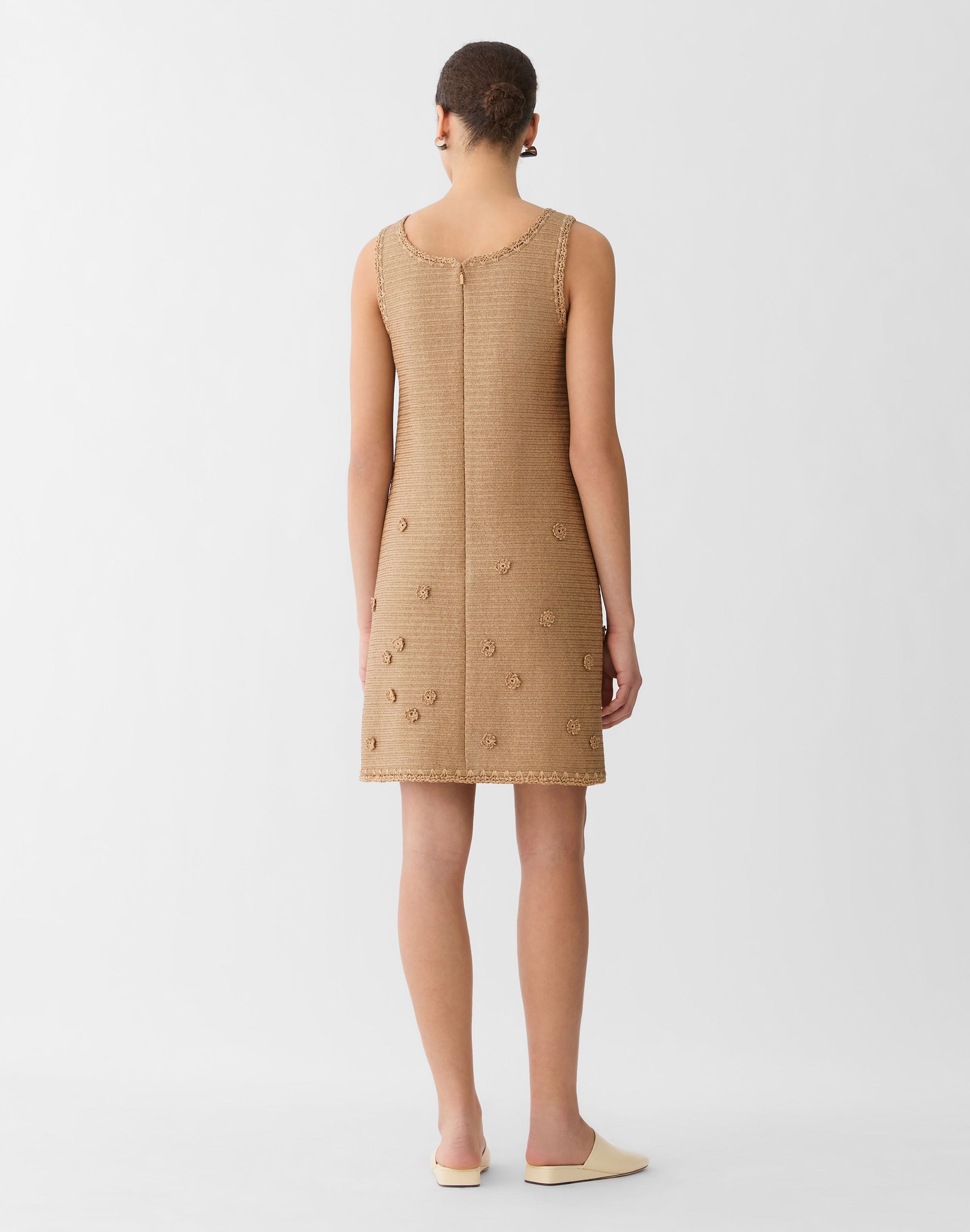Raffia-Effect Floral Embellished Tank Dress