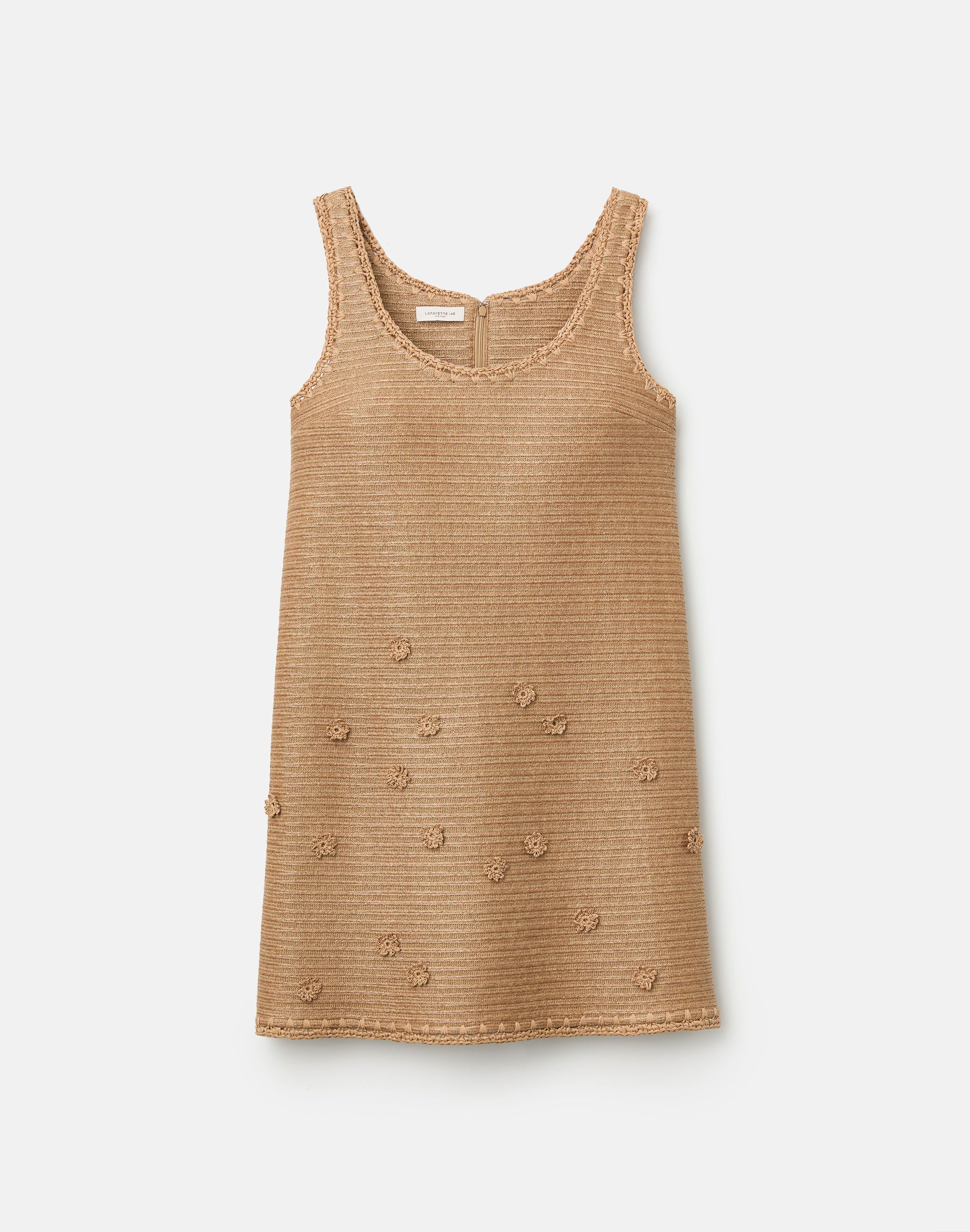Raffia-Effect Floral Embellished Tank Dress