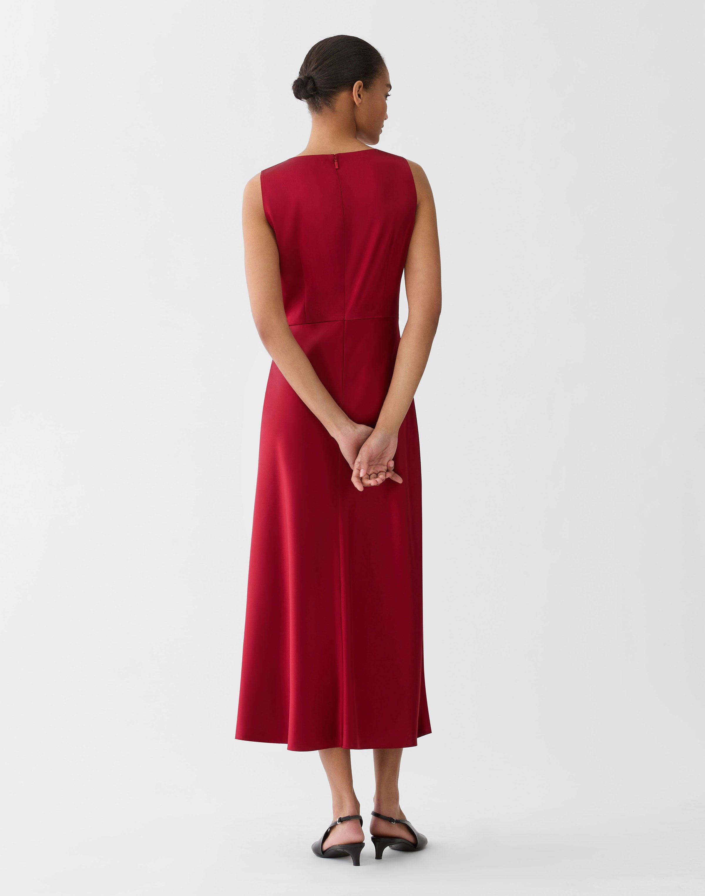 Satin Wrap Flared Dress