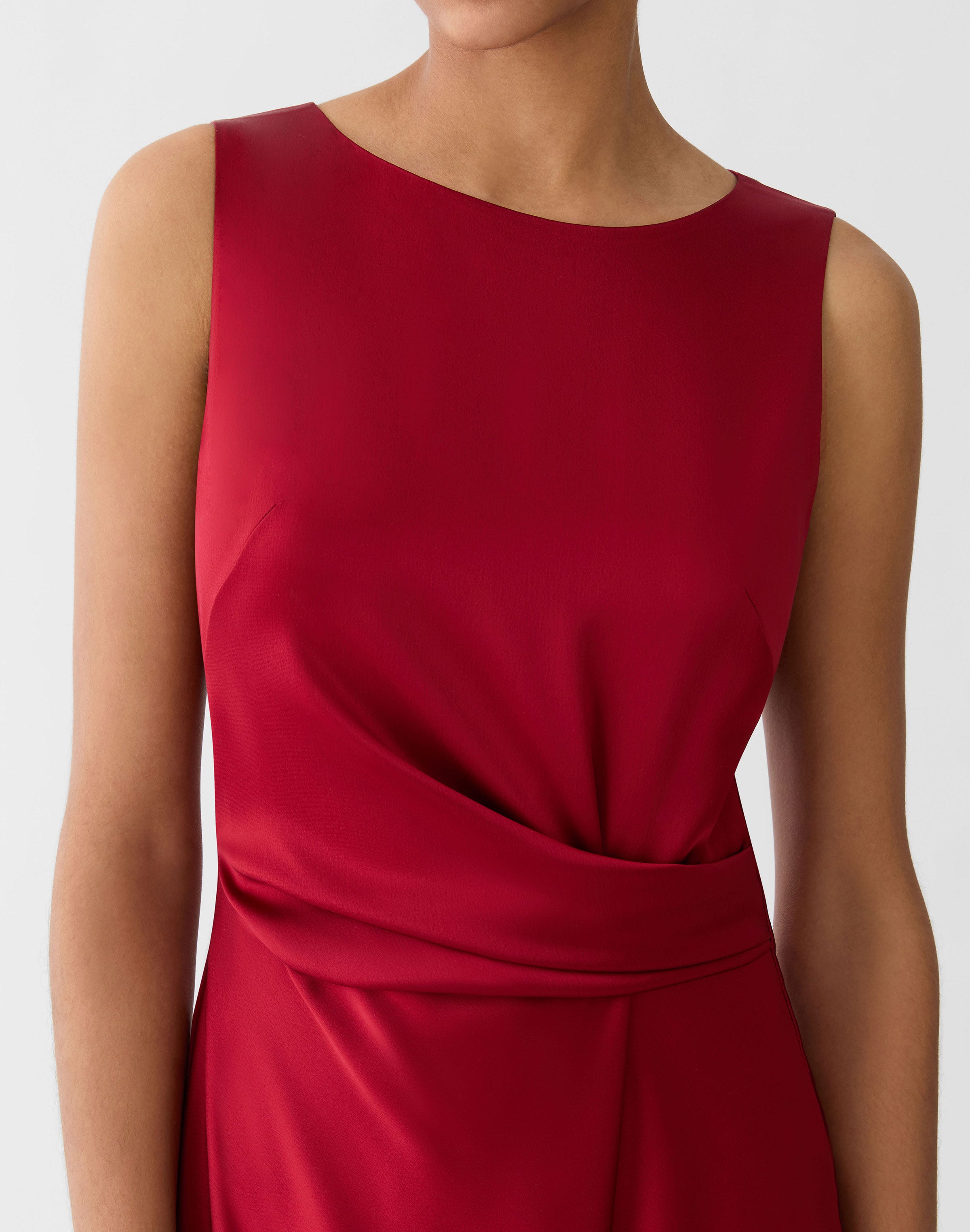 Satin Wrap Flared Dress