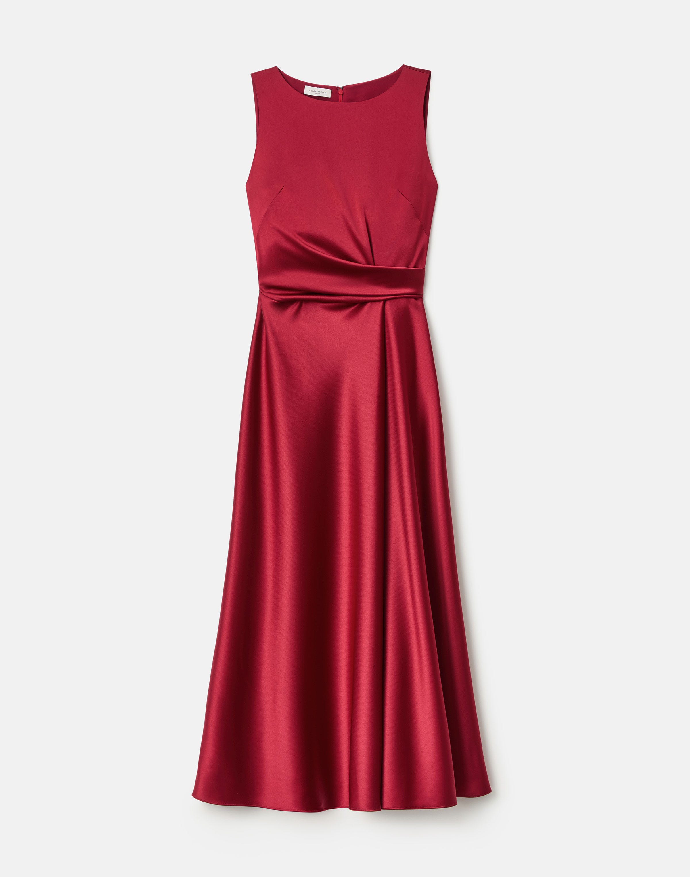 Satin Wrap Flared Dress