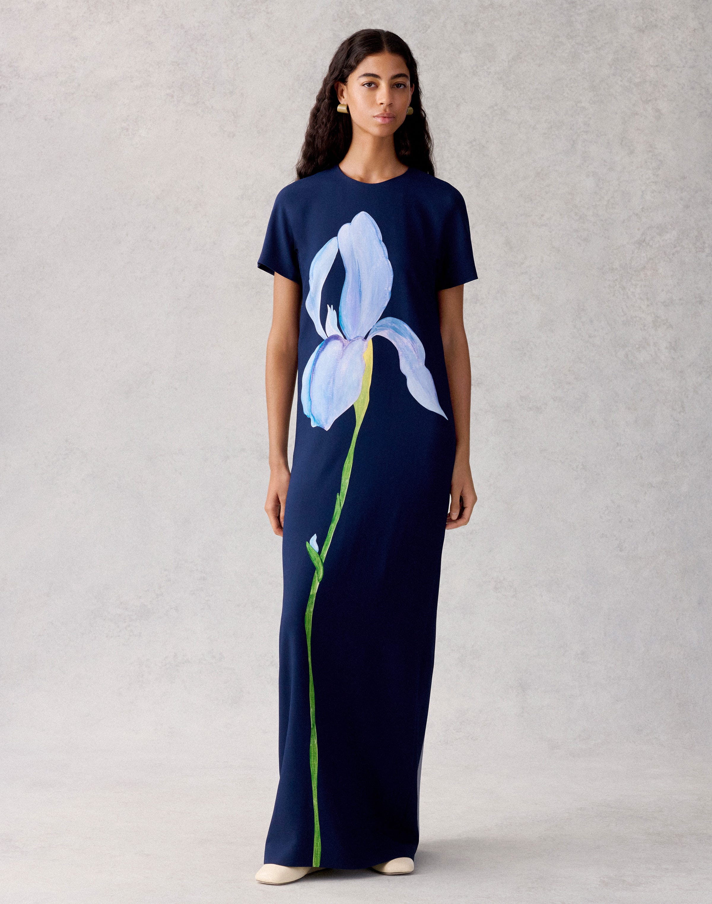 Iris Print Viscose Cady Gown
