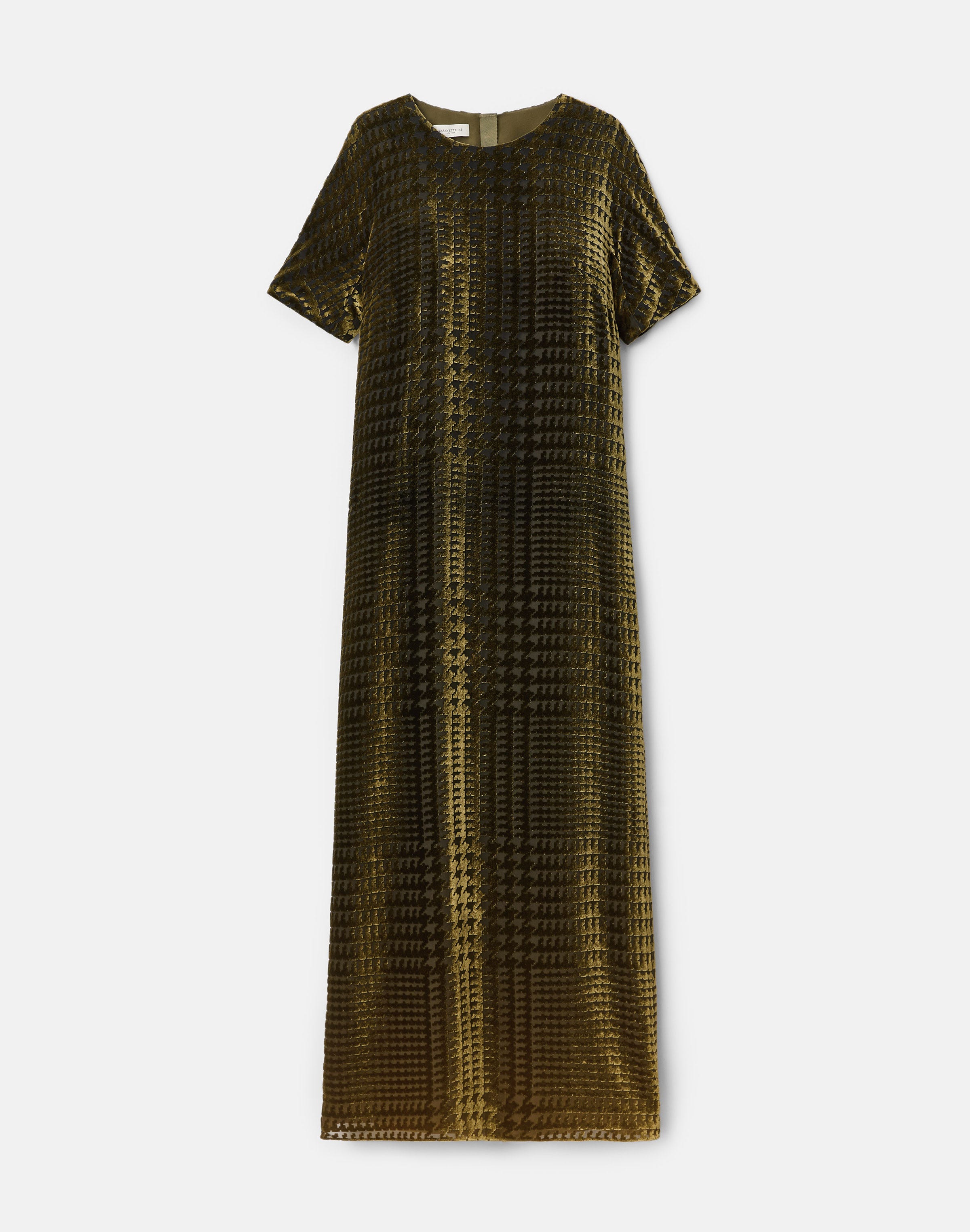 Glen Plaid Velvet Devoré Midi Dress