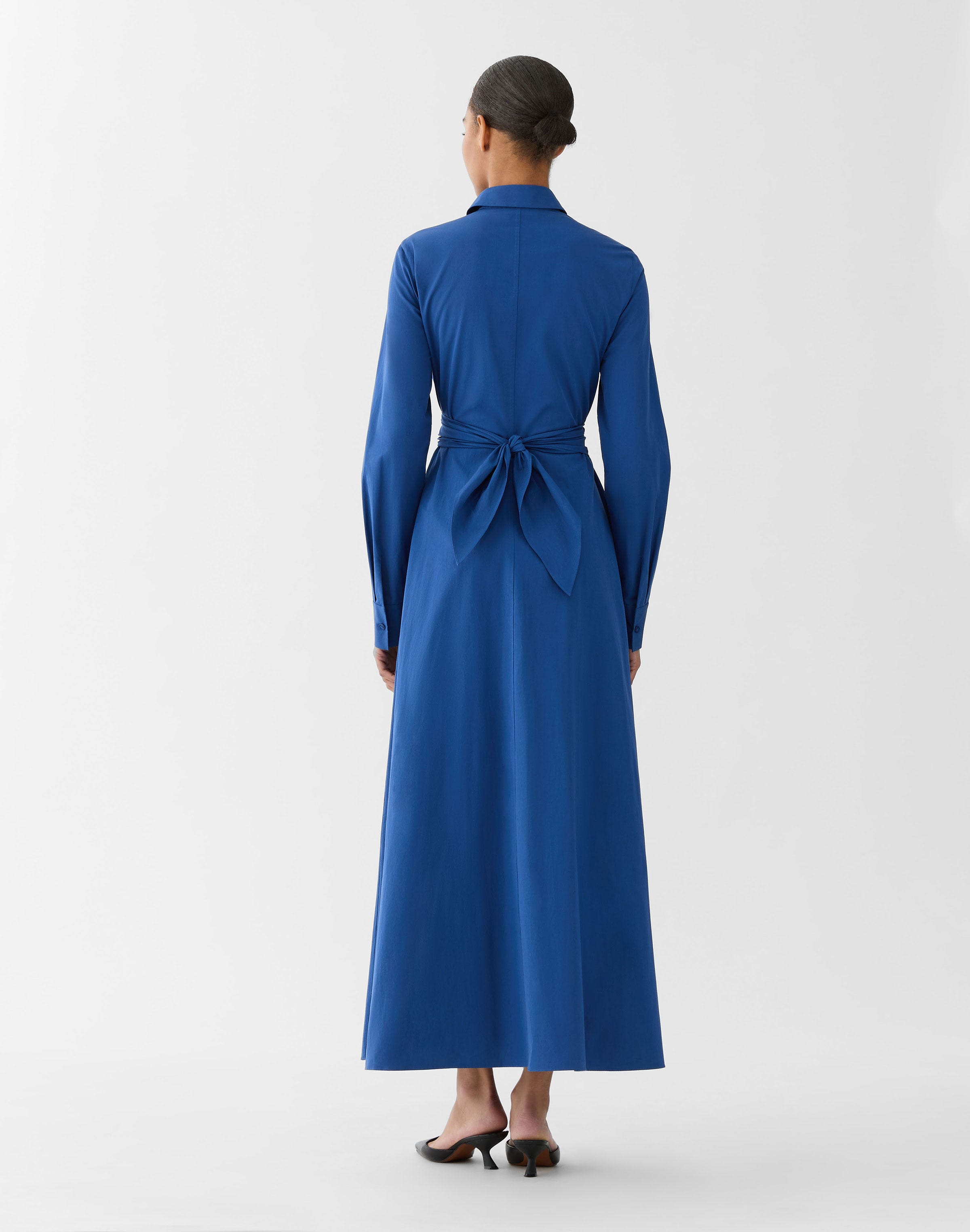 Petite Organic Cotton Poplin Maxi Wrap Shirtdress