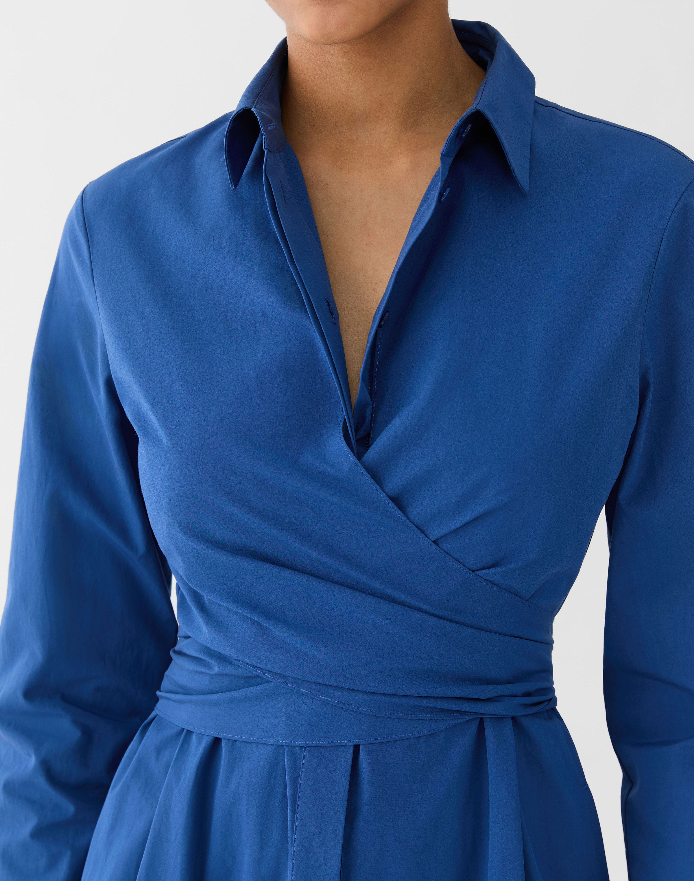 Petite Organic Cotton Poplin Maxi Wrap Shirtdress