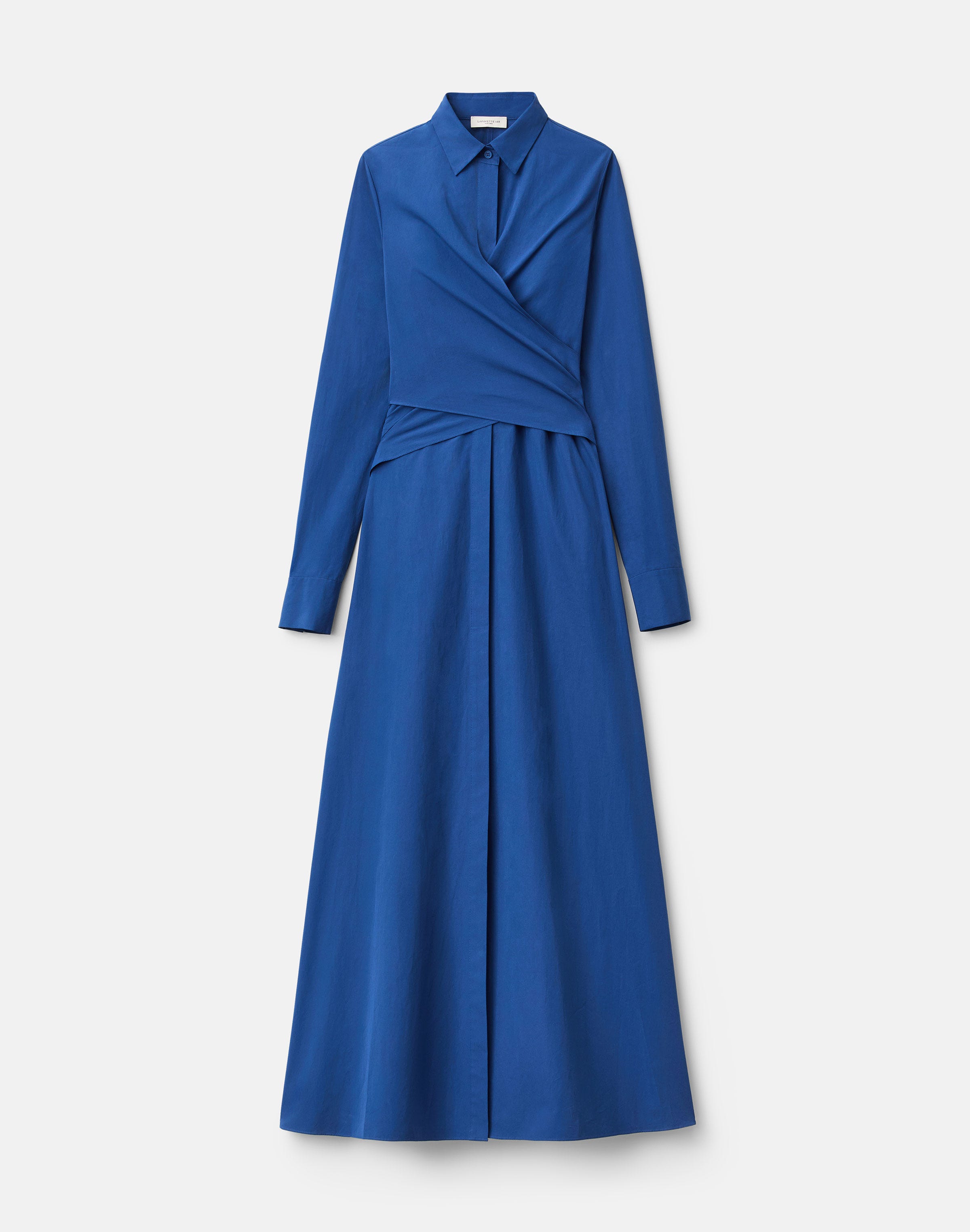 Petite Organic Cotton Poplin Maxi Wrap Shirtdress