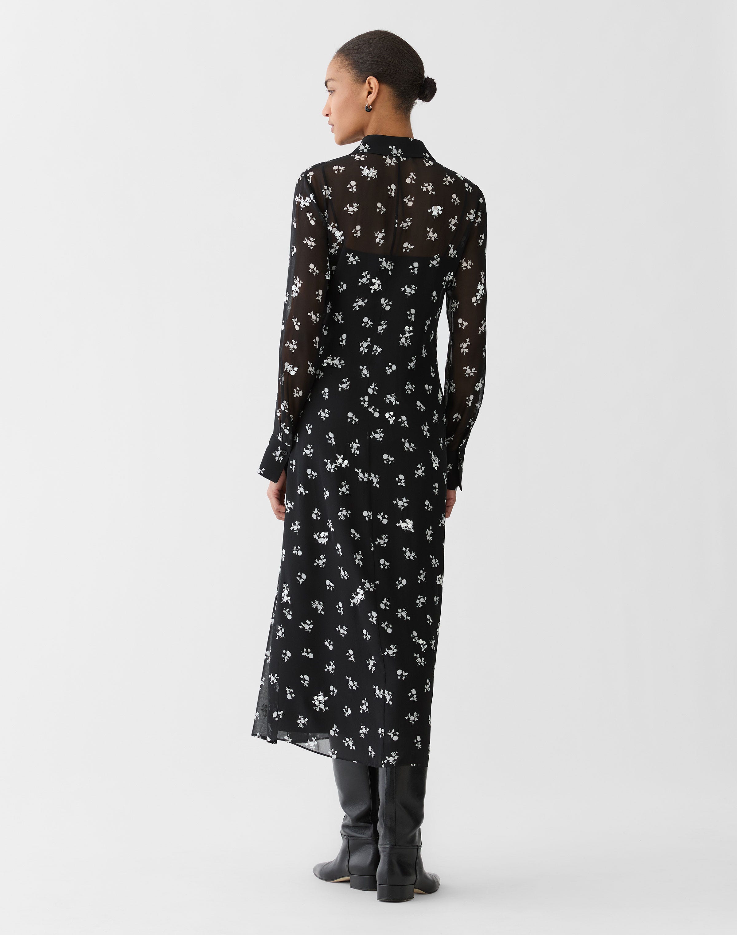 Ditsy Floral Print Silk Georgette Embellished Wrap Dress