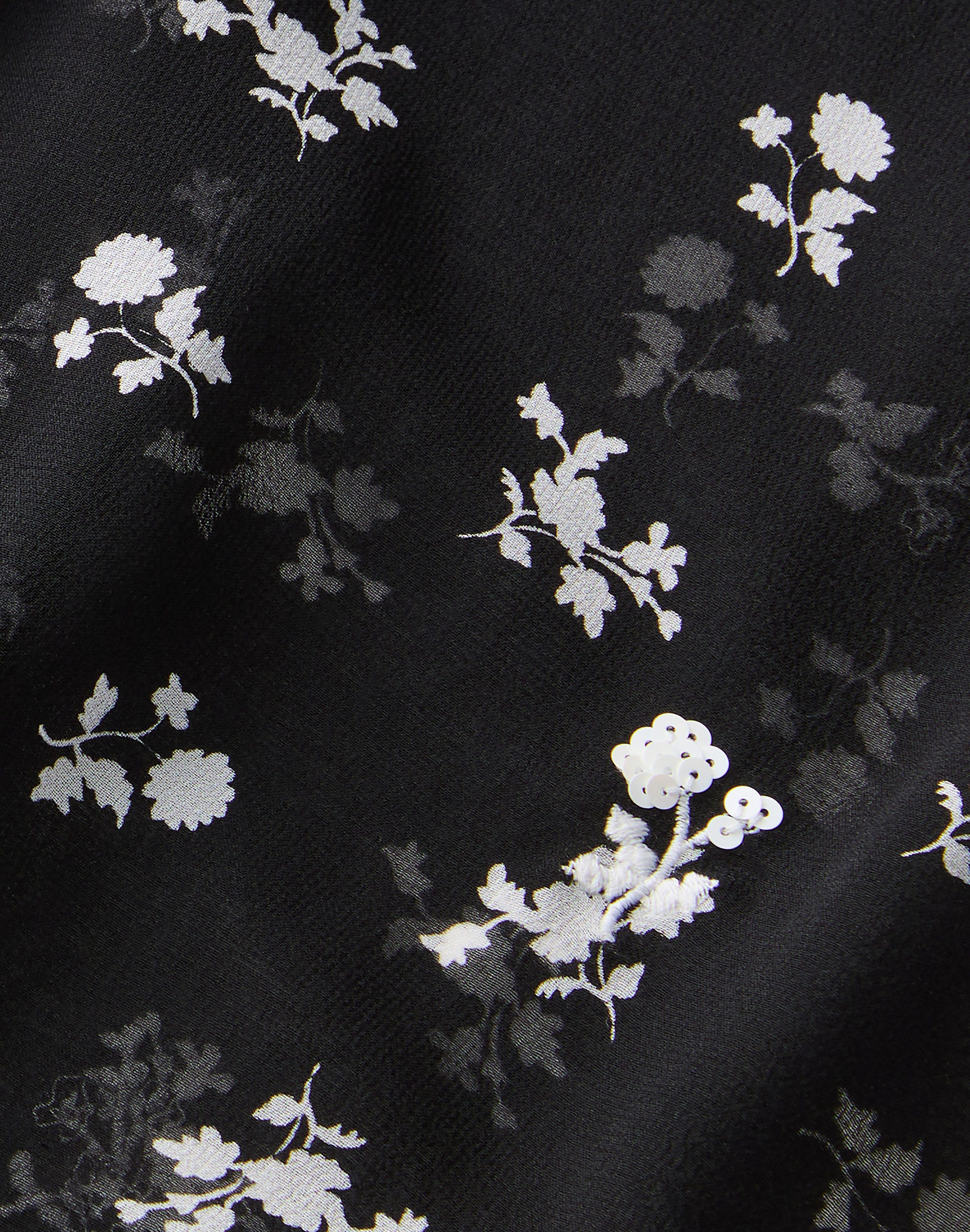 Ditsy Floral Print Silk Georgette Embellished Wrap Dress