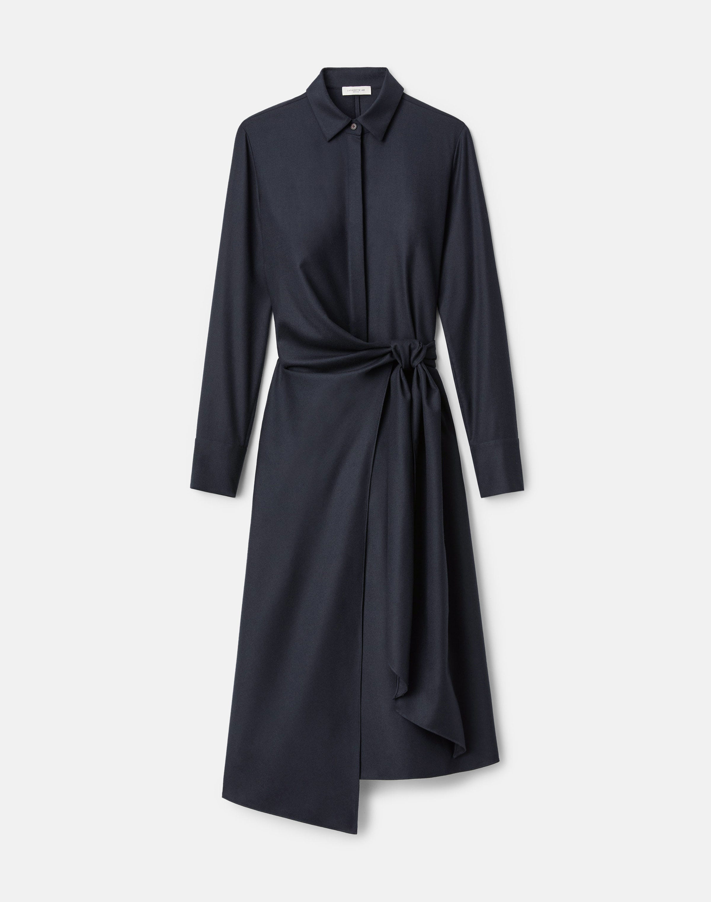 Plus-Size Responsible Brushed Wool Wrap Shirtdress