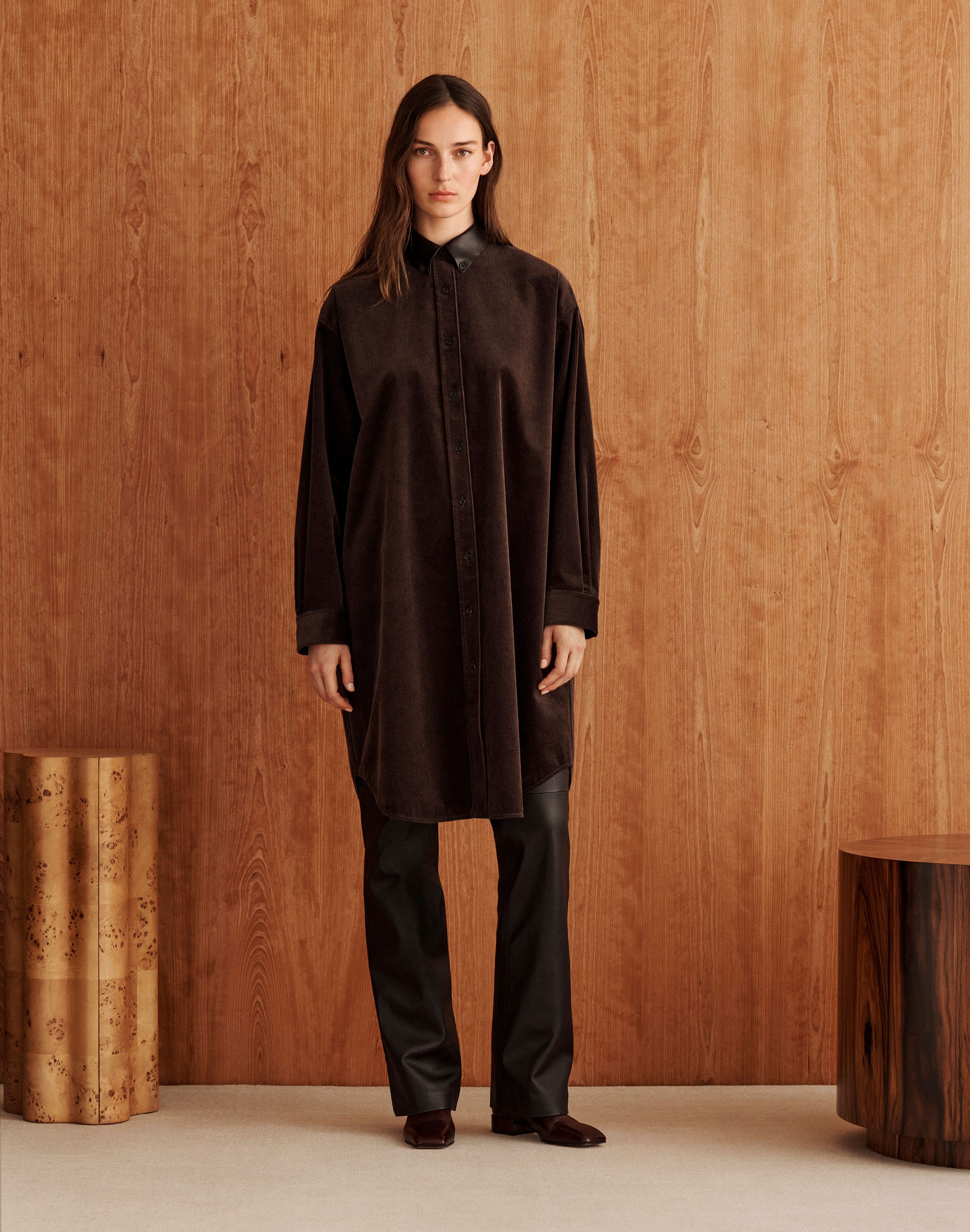 Cotton Corduroy Oversized Shirtdress