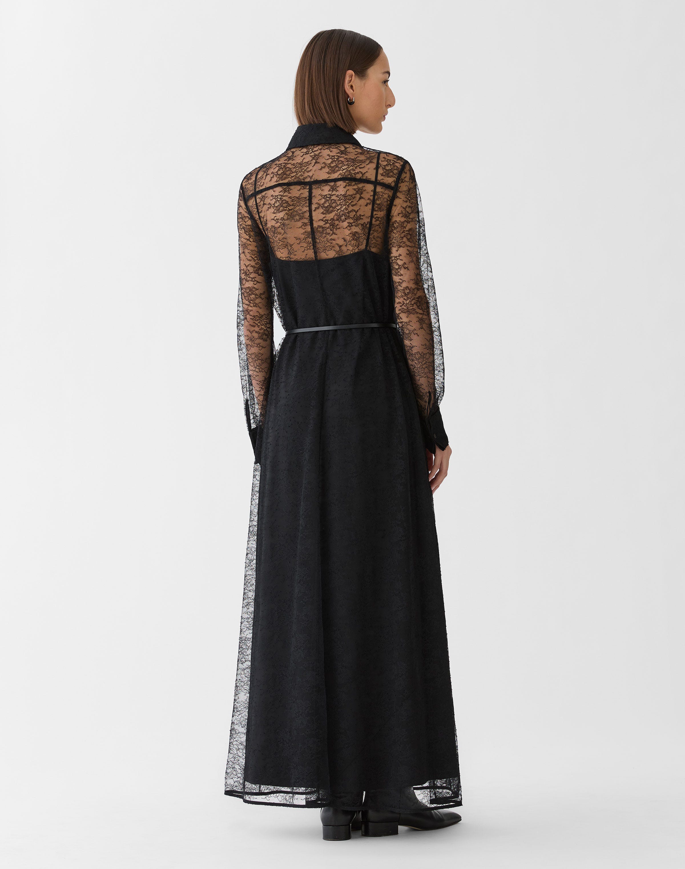 Chantilly Lace Belted Shirtdress