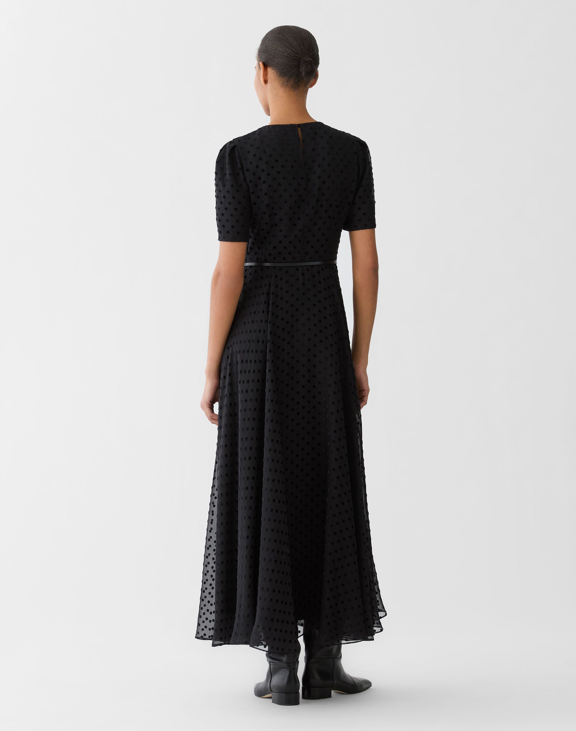 Plus-Size Polka Dot Devoré Belted Dress