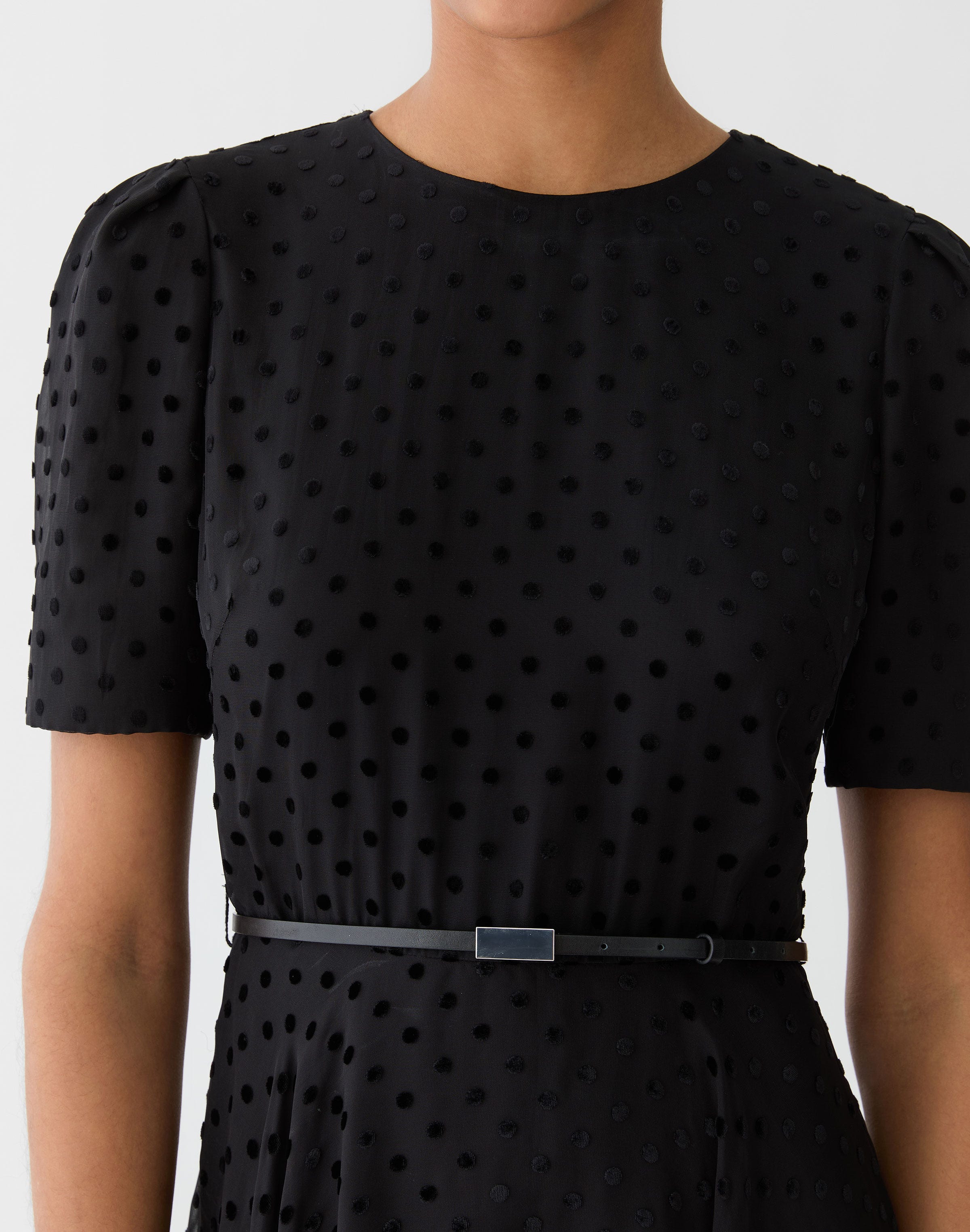 Plus-Size Polka Dot Devoré Belted Dress