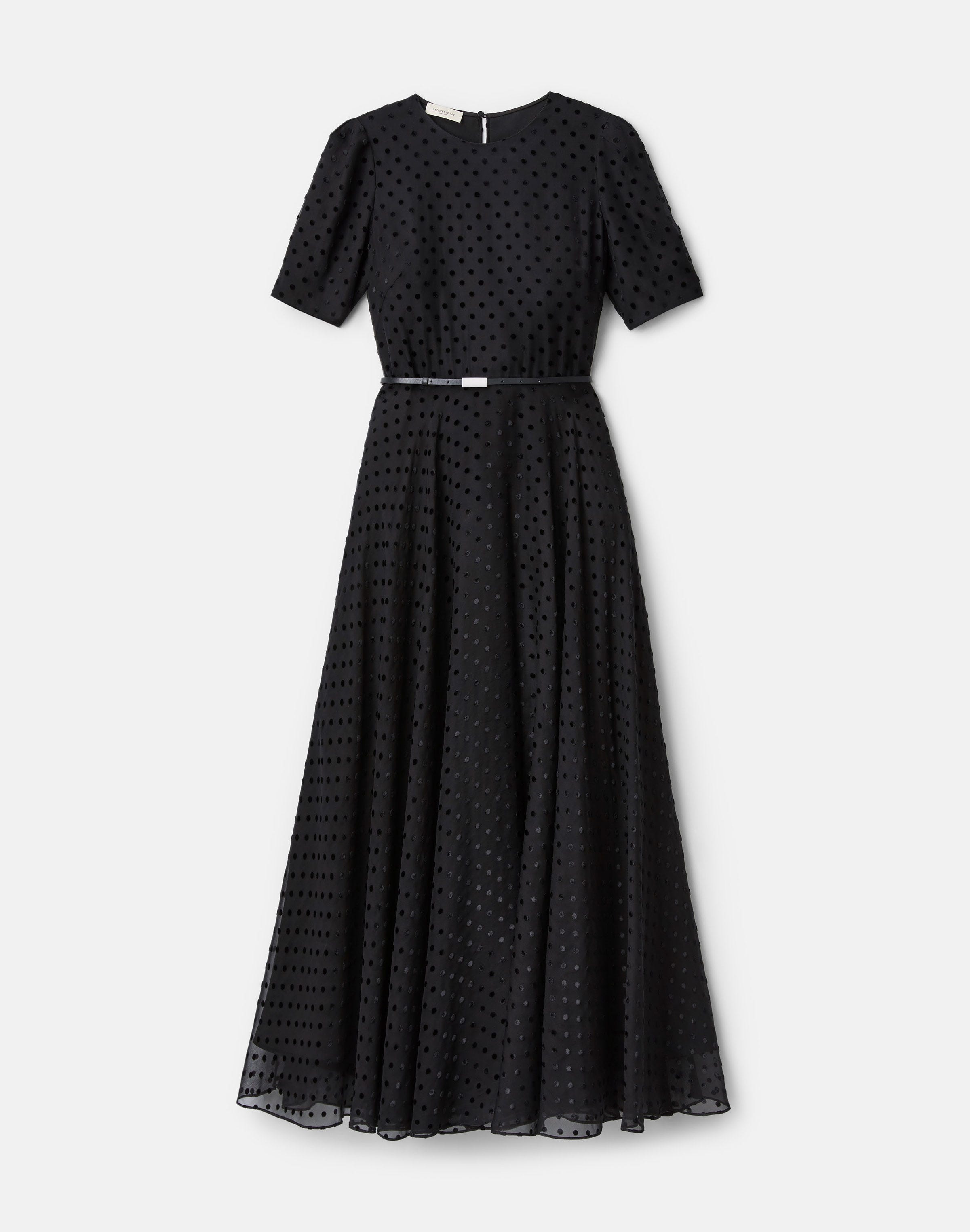 Plus-Size Polka Dot Devoré Belted Dress