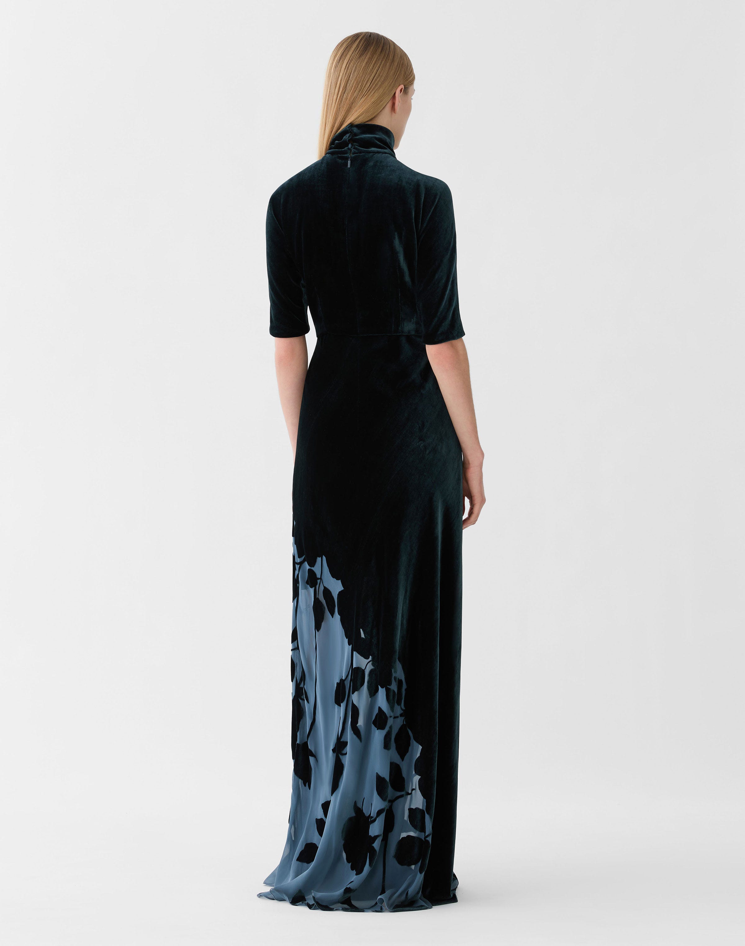 Rose Velvet Devoré High Neck Gown