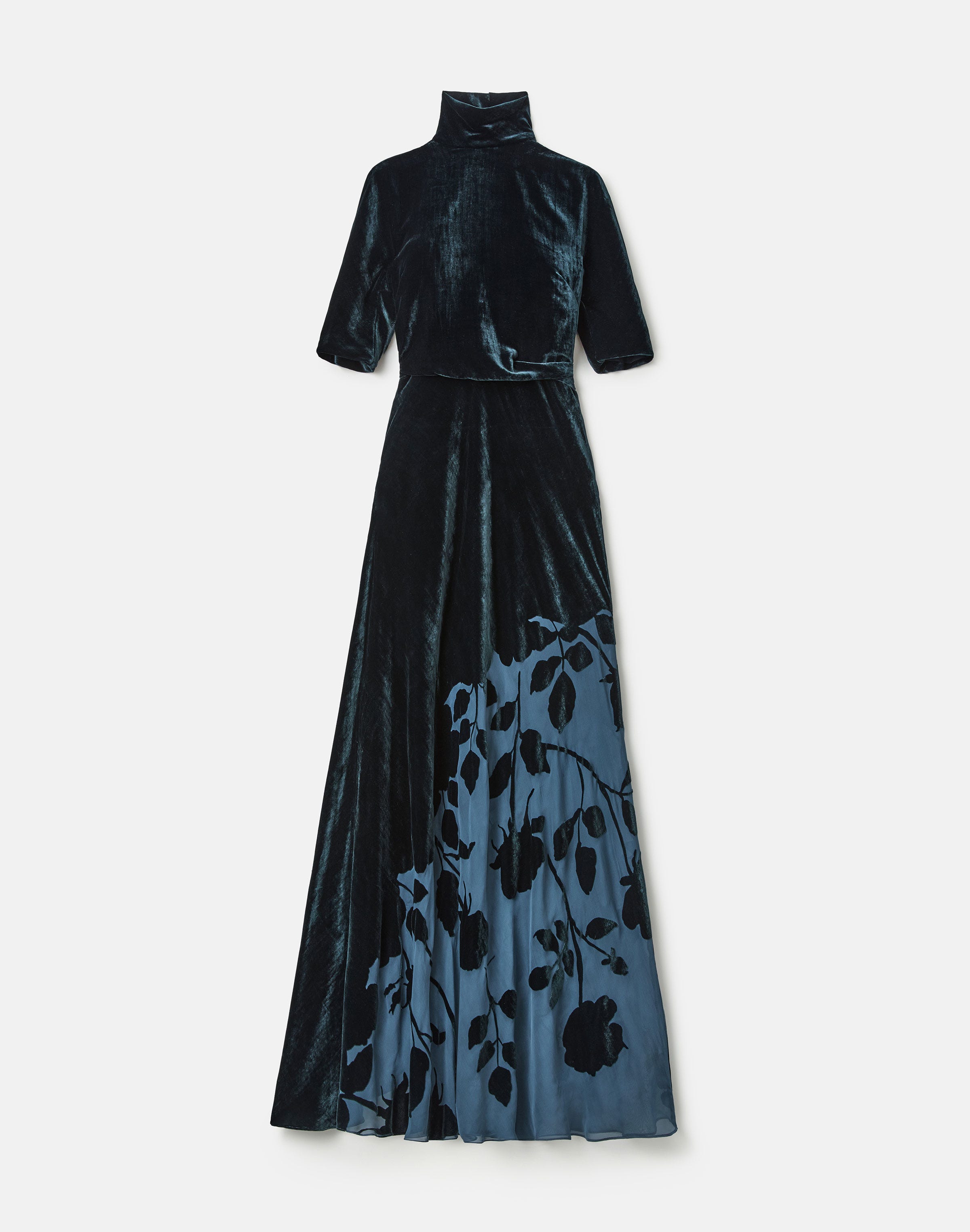 Rose Velvet Devoré High Neck Gown