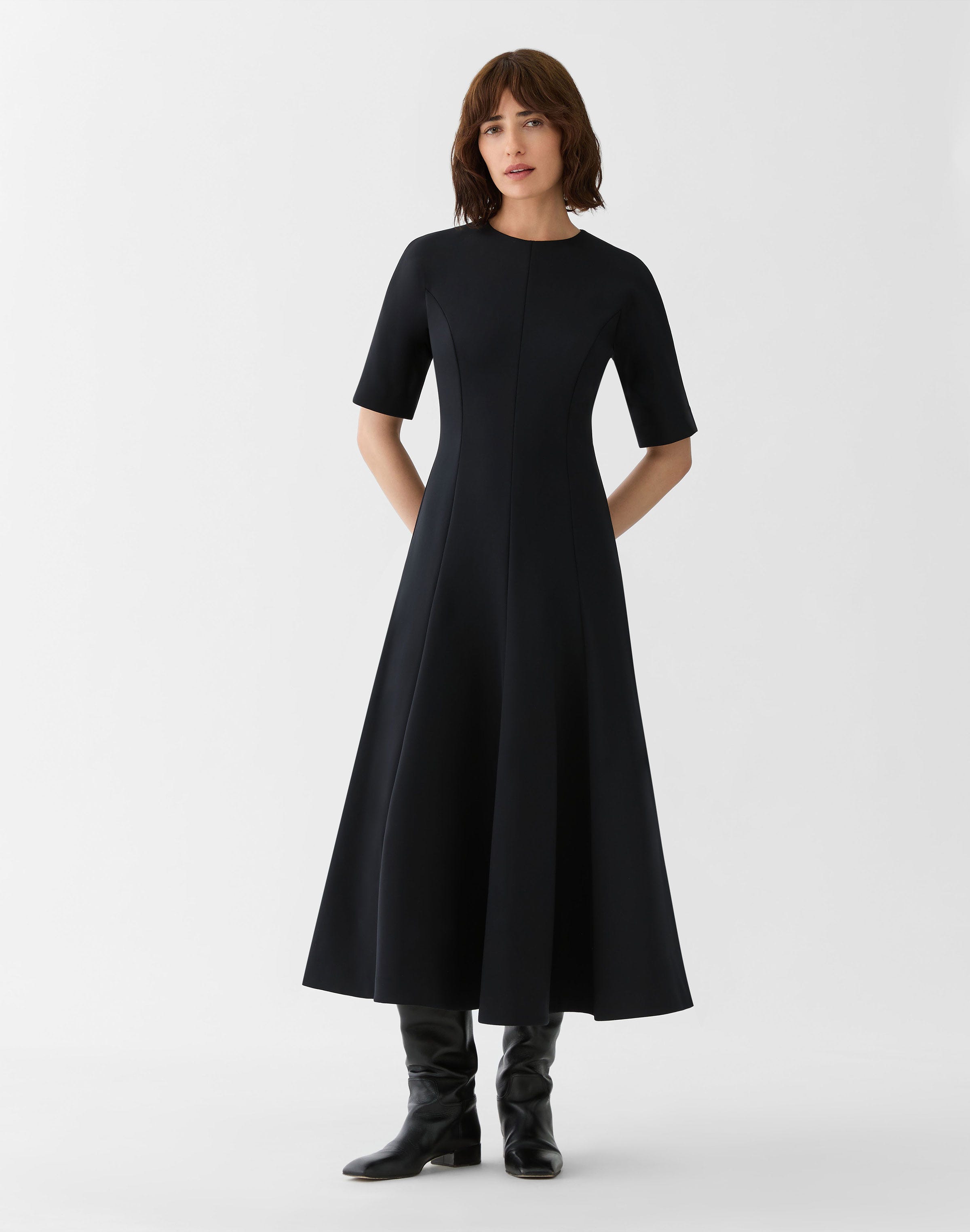 Plus-Size Scuba Fit & Flare Midi Dress
